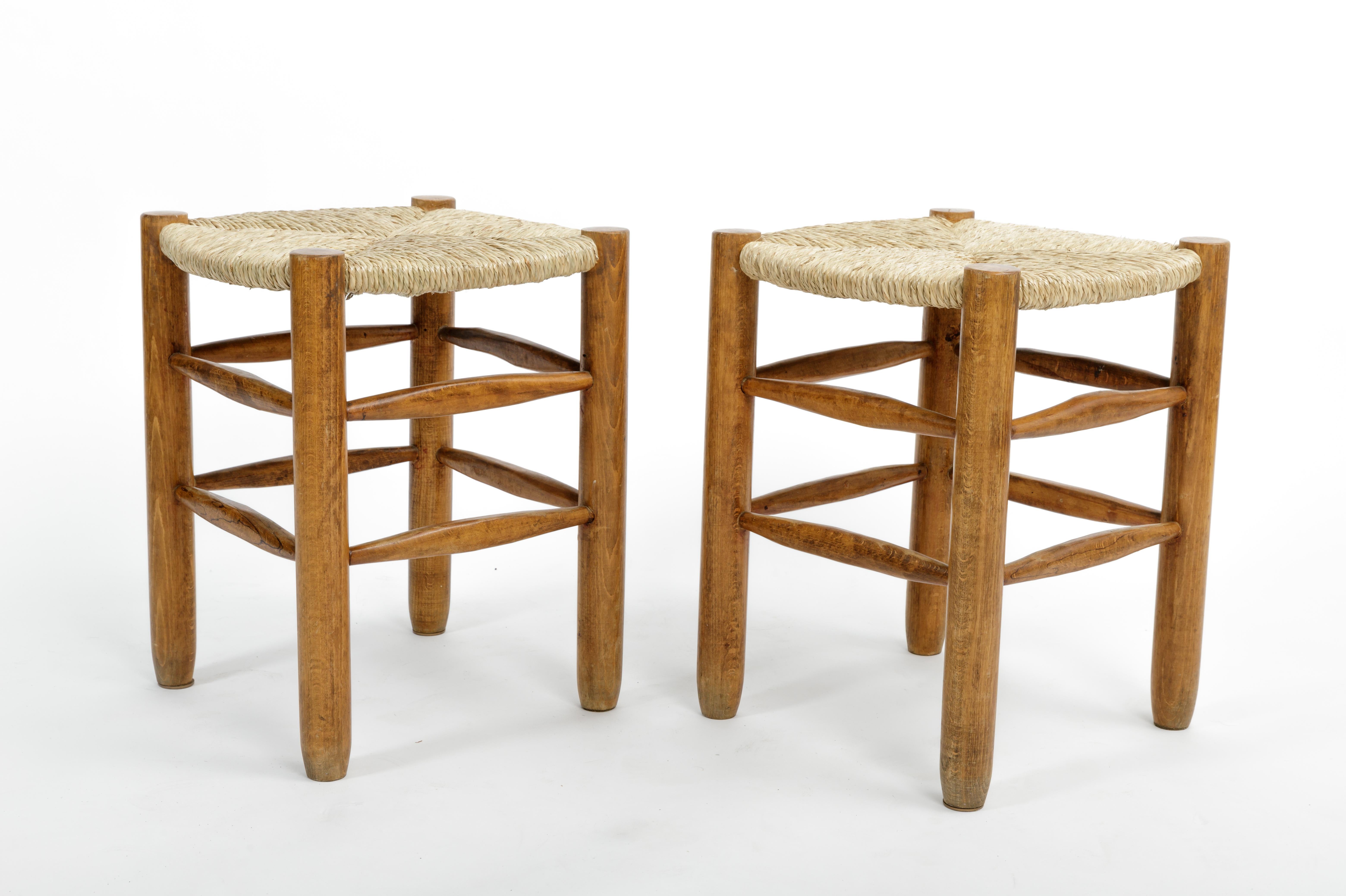 Wood Rush Stool in the Style of Charlotte Perriand, France, circa 1960s
