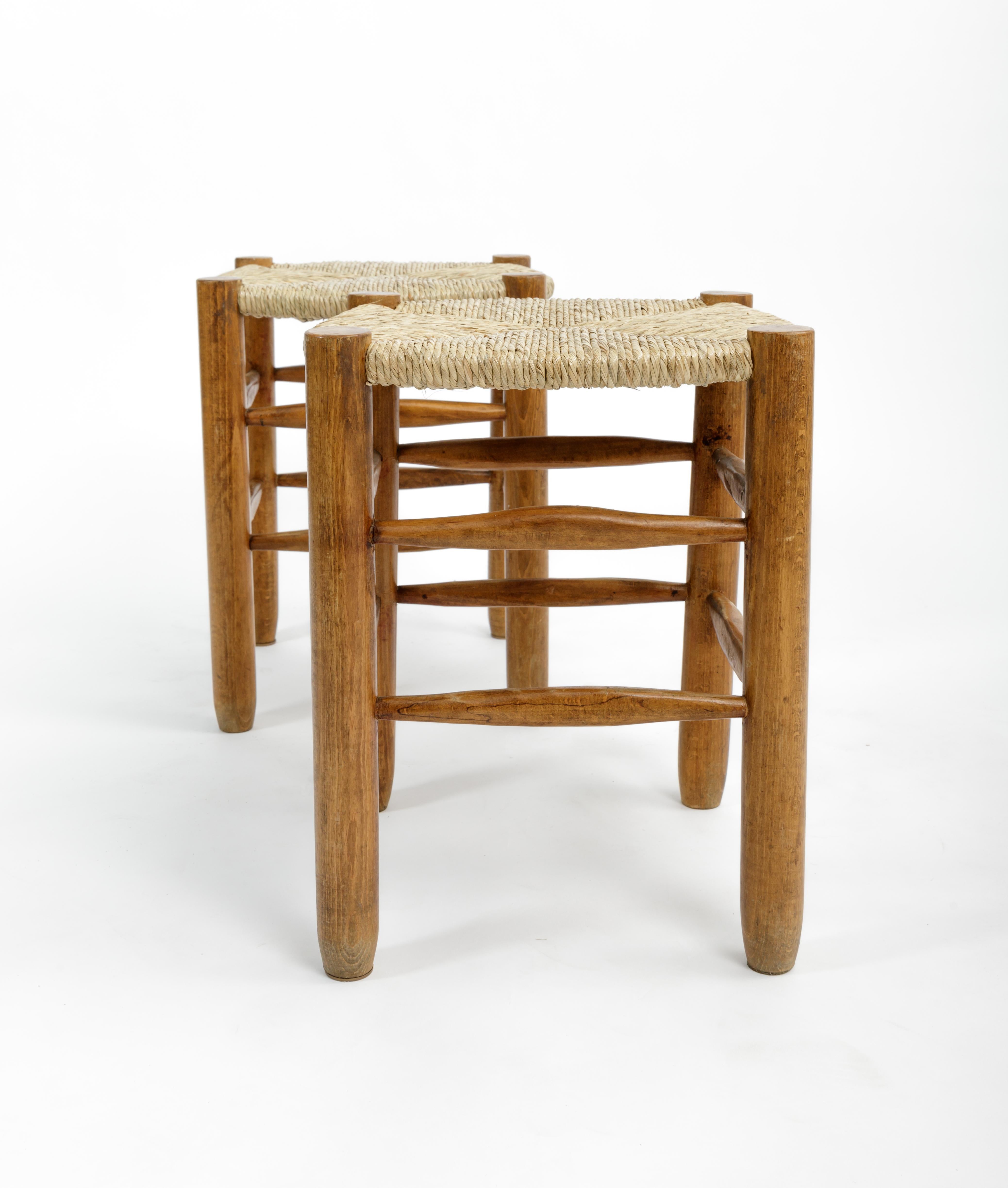 Rush Stool in the Style of Charlotte Perriand, France, circa 1960s 1