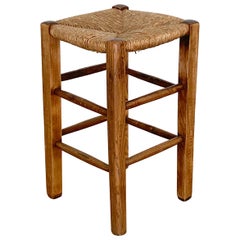 Rush Stool in the Style of Charlotte Perriand