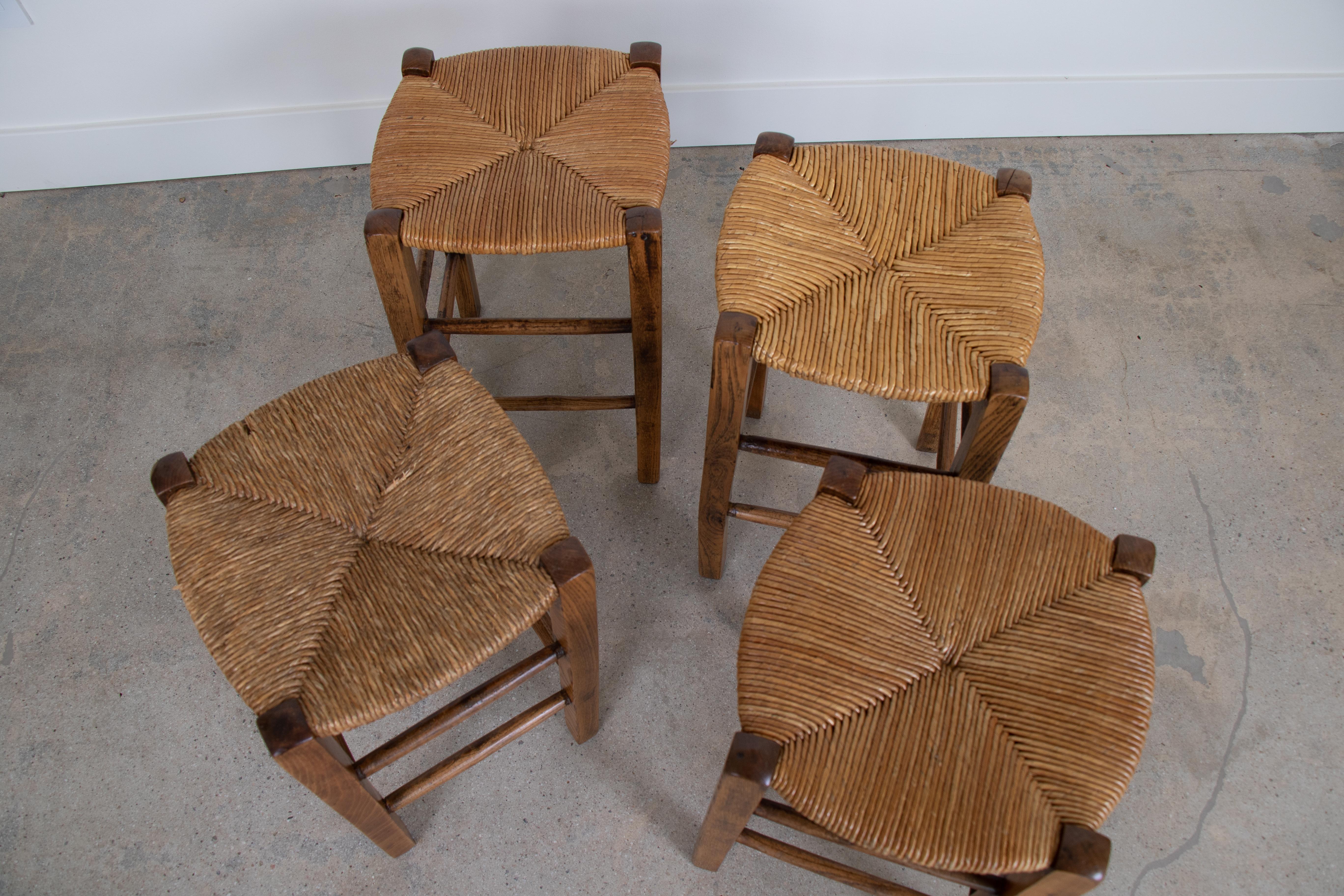 Rush Stools in the Style of Charlotte Perriand In Fair Condition In Los Angeles, CA