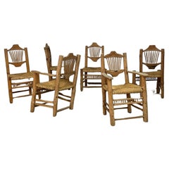 Rush gewebte rustikale Stühle – Sechser-Set