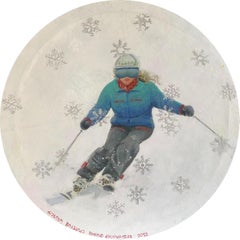 Zeitgenössische georgische Kunst von Rusiko Chikvaidze - Skifahren mit Schneeflocken