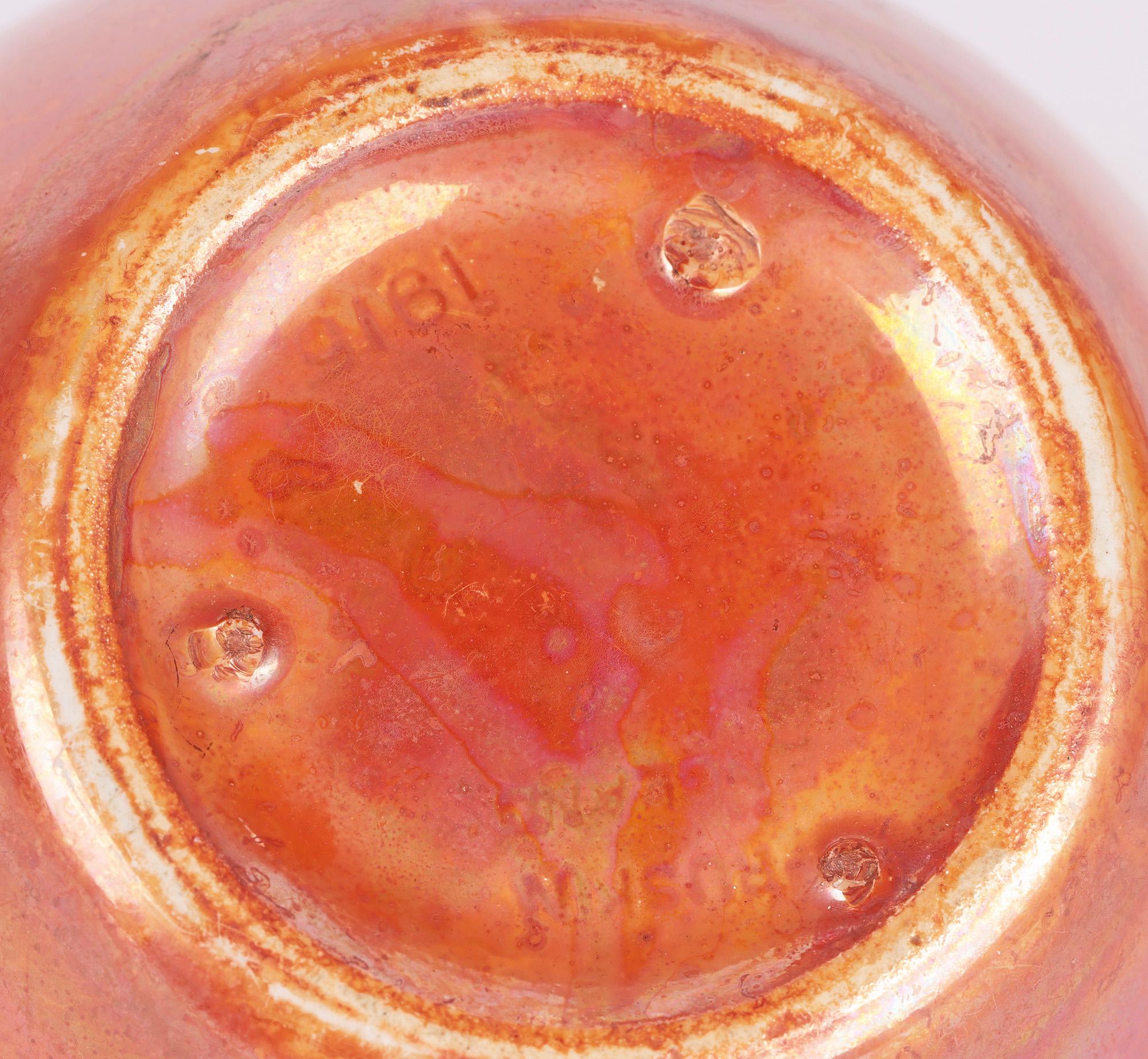 Ruskin Art Deco Orange glasierte Vase mit durchbrochenem Topf-Pourri-Deckel im Angebot 7