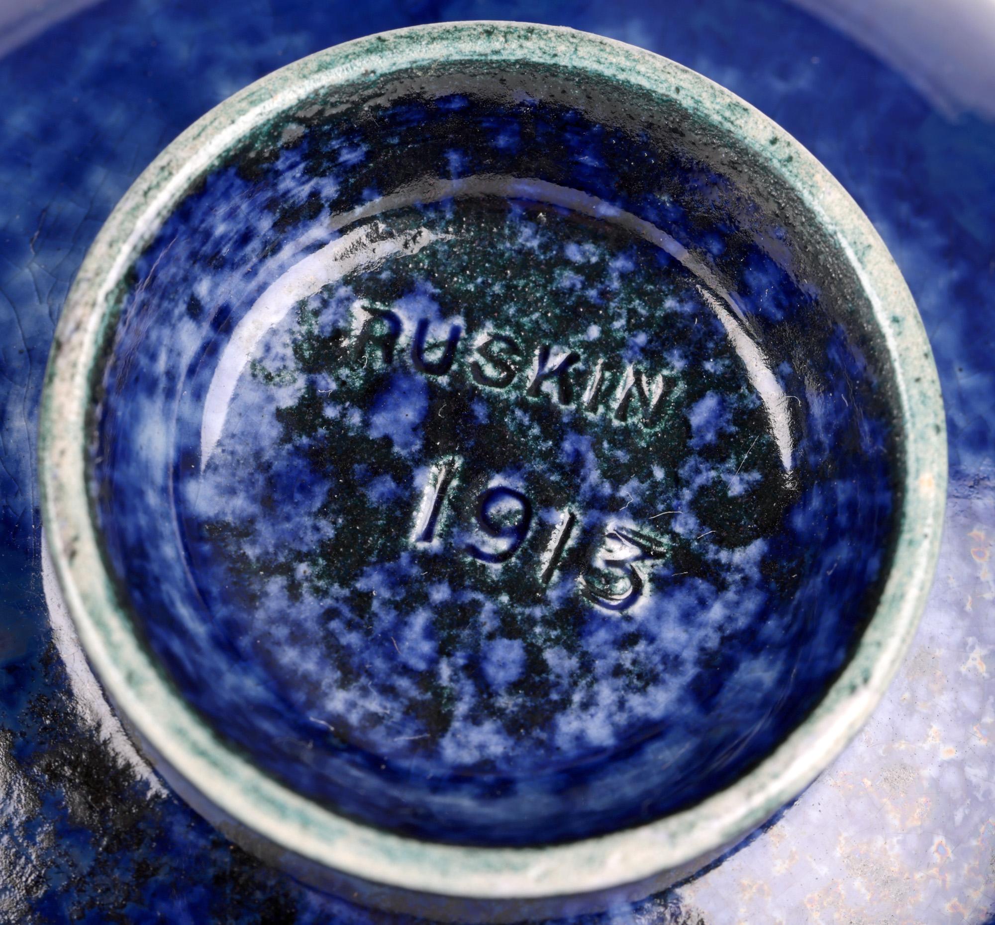 Ruskin Arts & Crafts Fine Blue Lustre Style Glazed Bowl For Sale 7