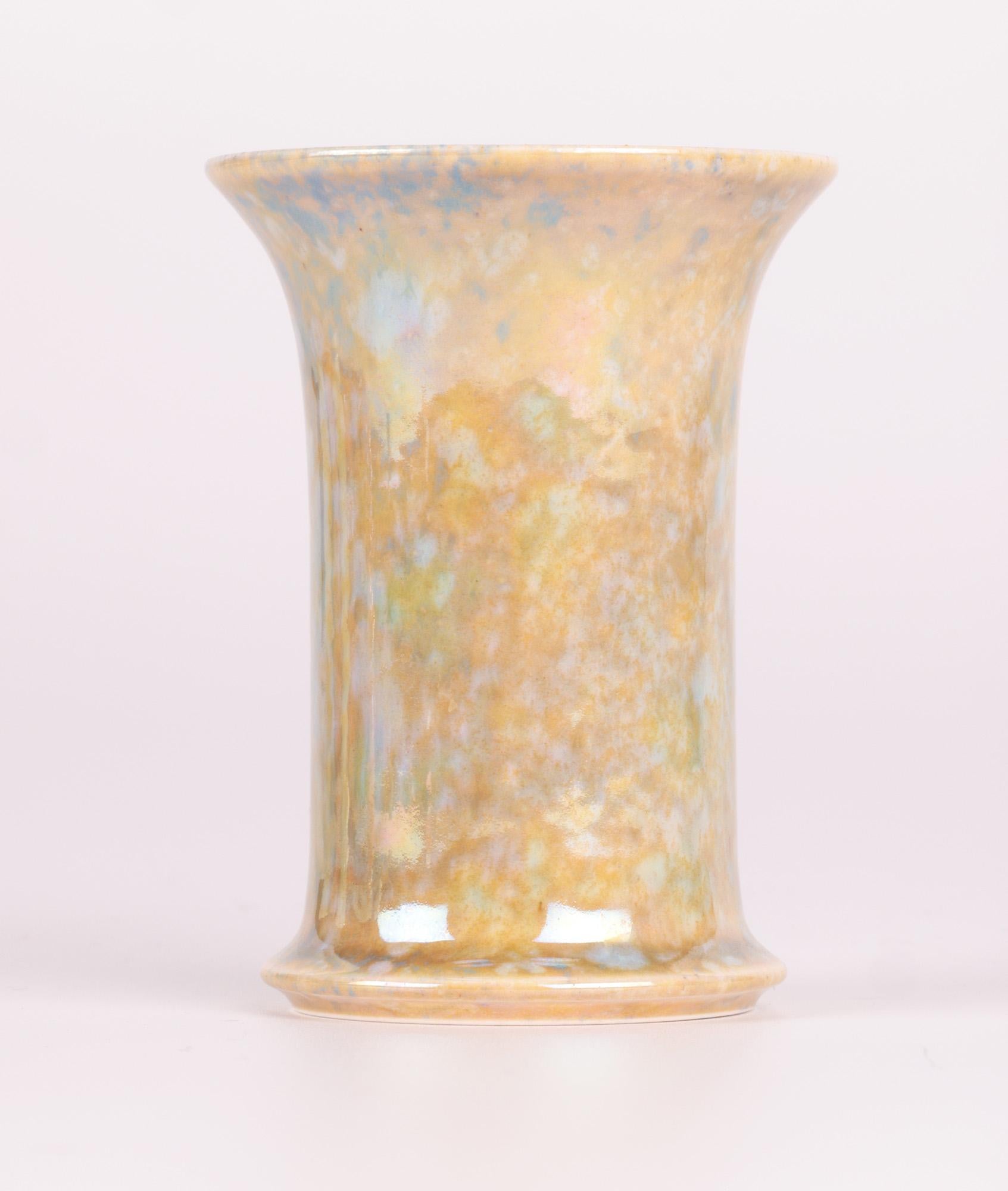 Ruskin Arts & Crafts Fine Ochre & Blue Lustre Glazed Vase For Sale 3