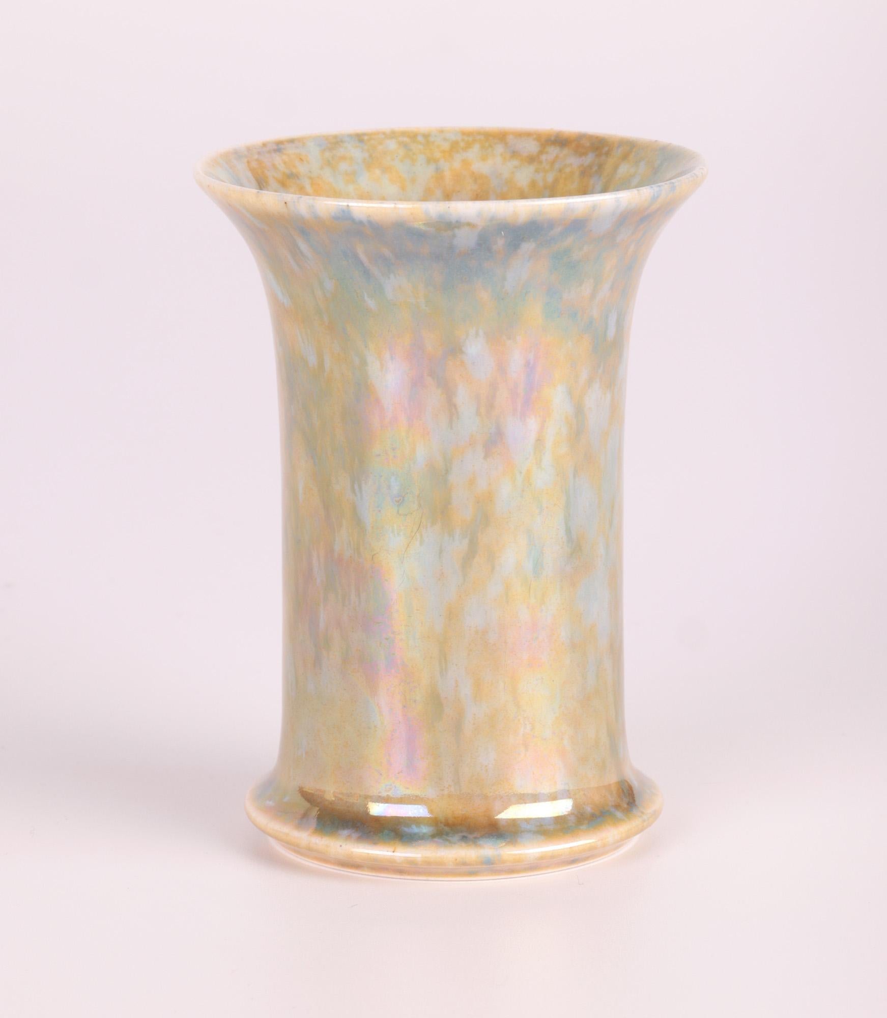 Pottery Ruskin Arts & Crafts Fine Ochre & Blue Lustre Glazed Vase For Sale