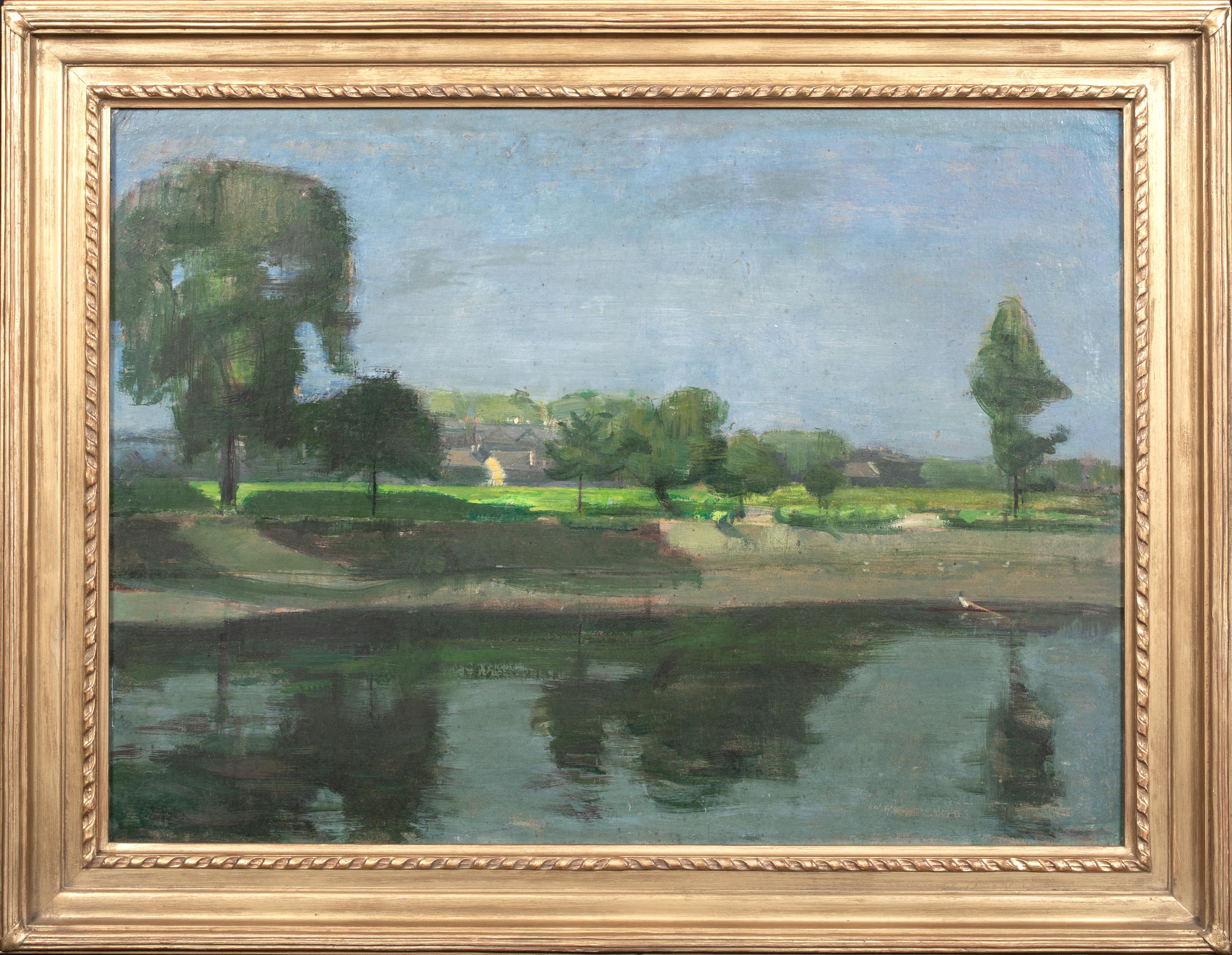 Ruskin Spear Landscape Painting - Morning On The River Thames, Barnes, circa 1935