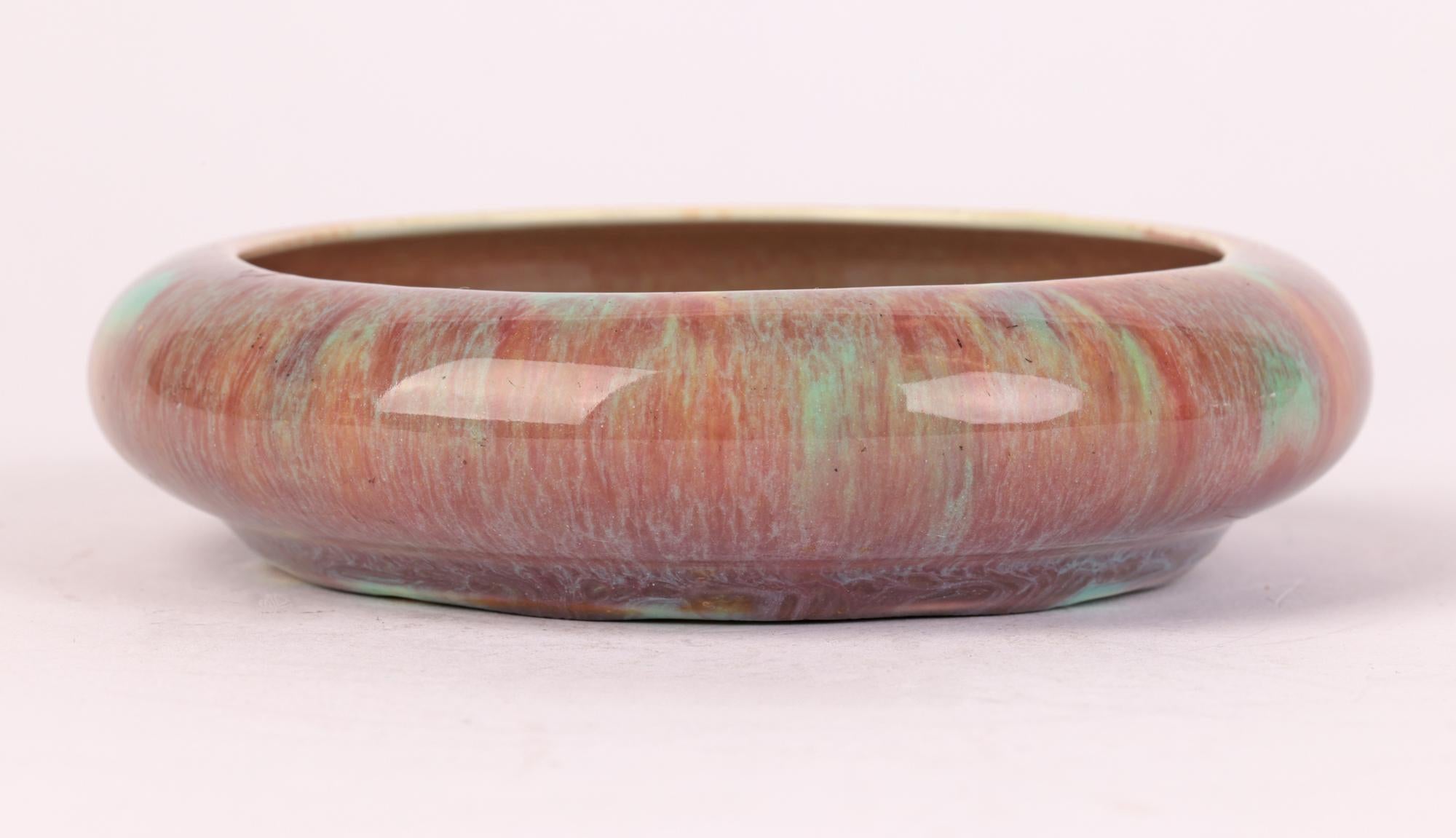 Ruskin Style Flambe Colored Drip Glazed Art Pottery Dish For Sale 5