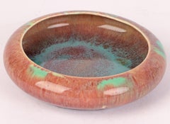 Ruskin Style Flambe Colored Drip Glazed Art Pottery Dish