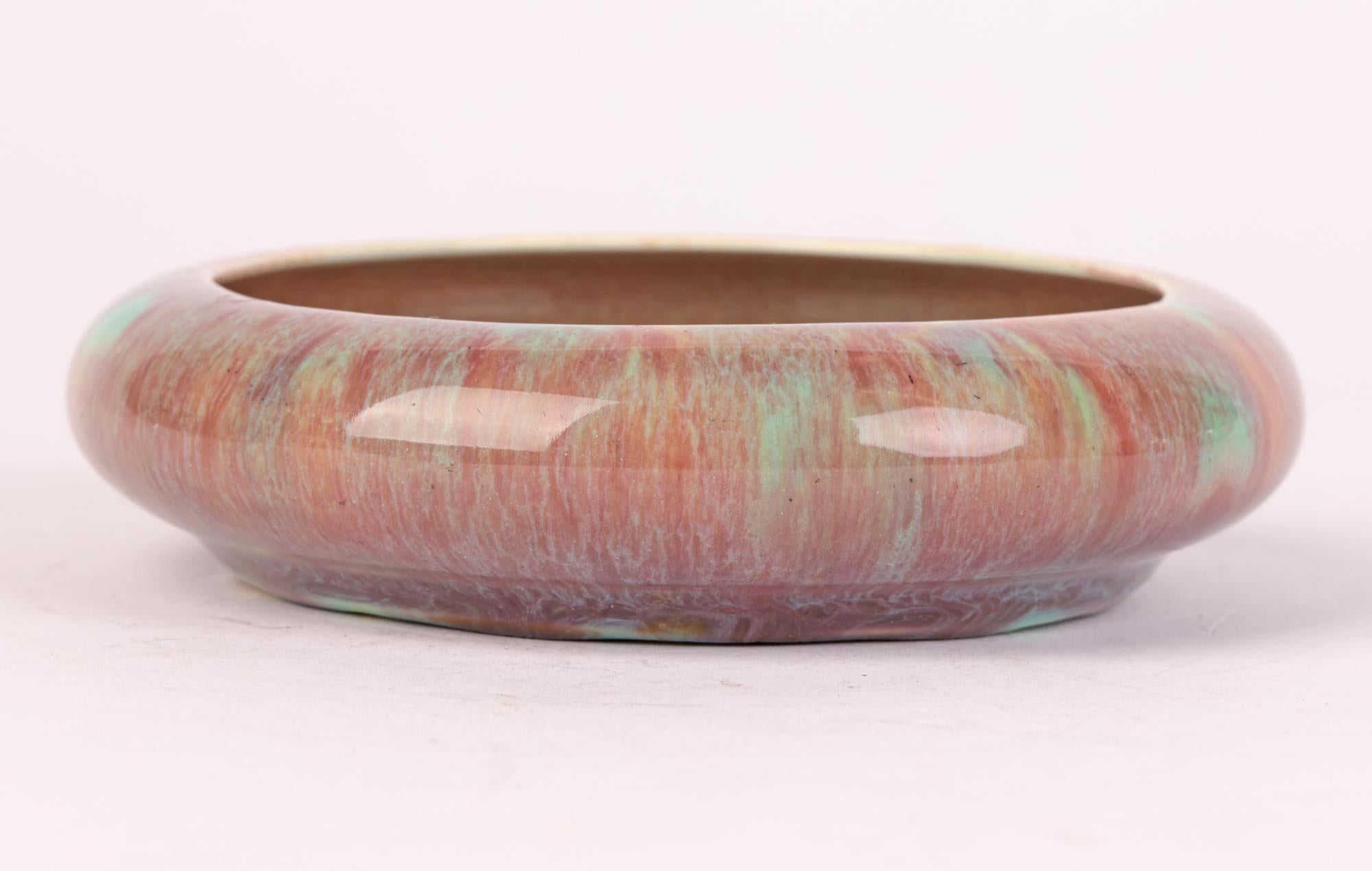 Ruskin Style Flambe Colored Drip Glazed Art Pottery Dish For Sale 2