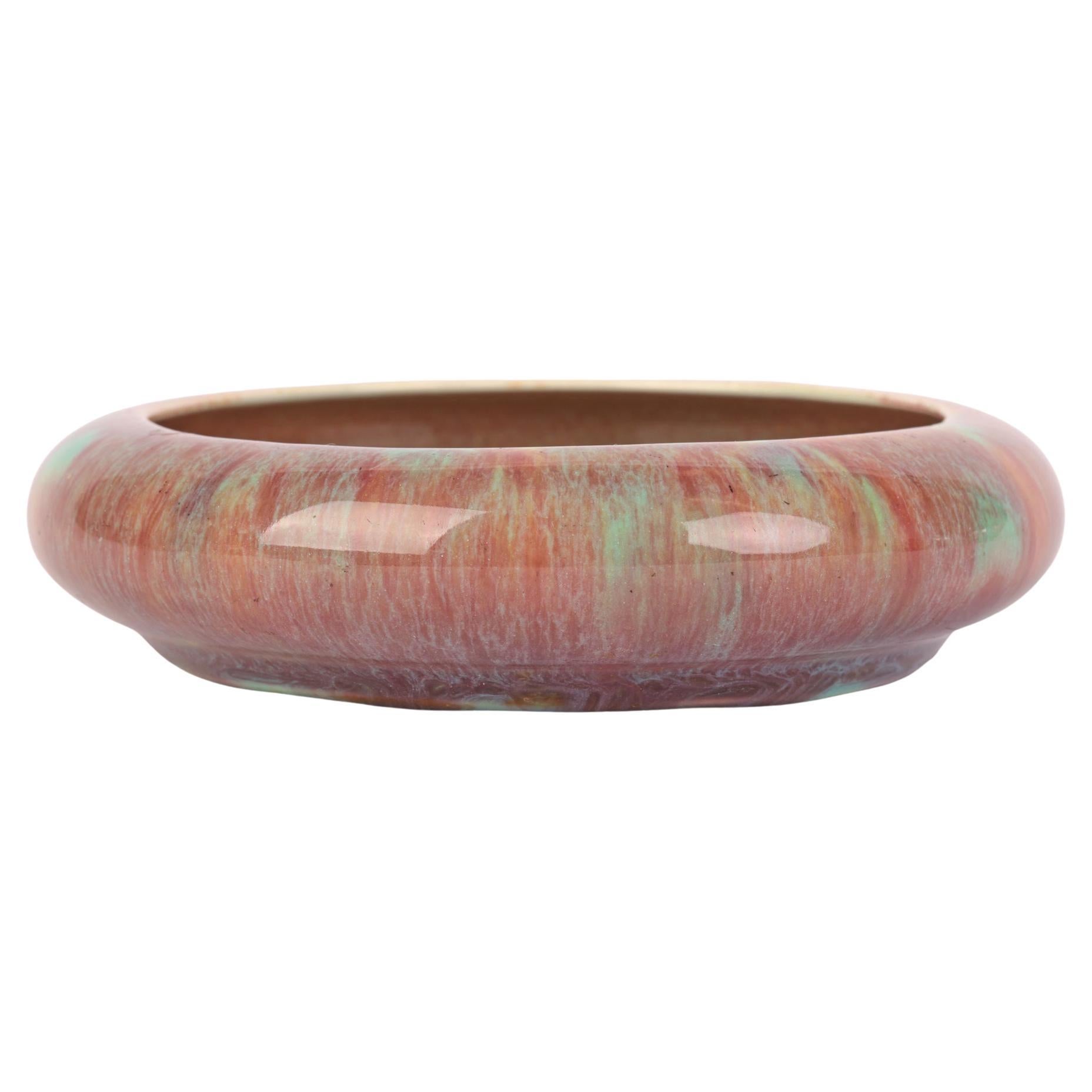 Piatto in ceramica d'arte smaltato a goccia colorata in stile Ruskin Pottery