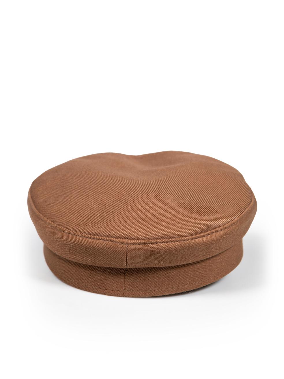 Ruslan Baginskiy Brown Logo Detail Newsboy Hat In Excellent Condition In London, GB