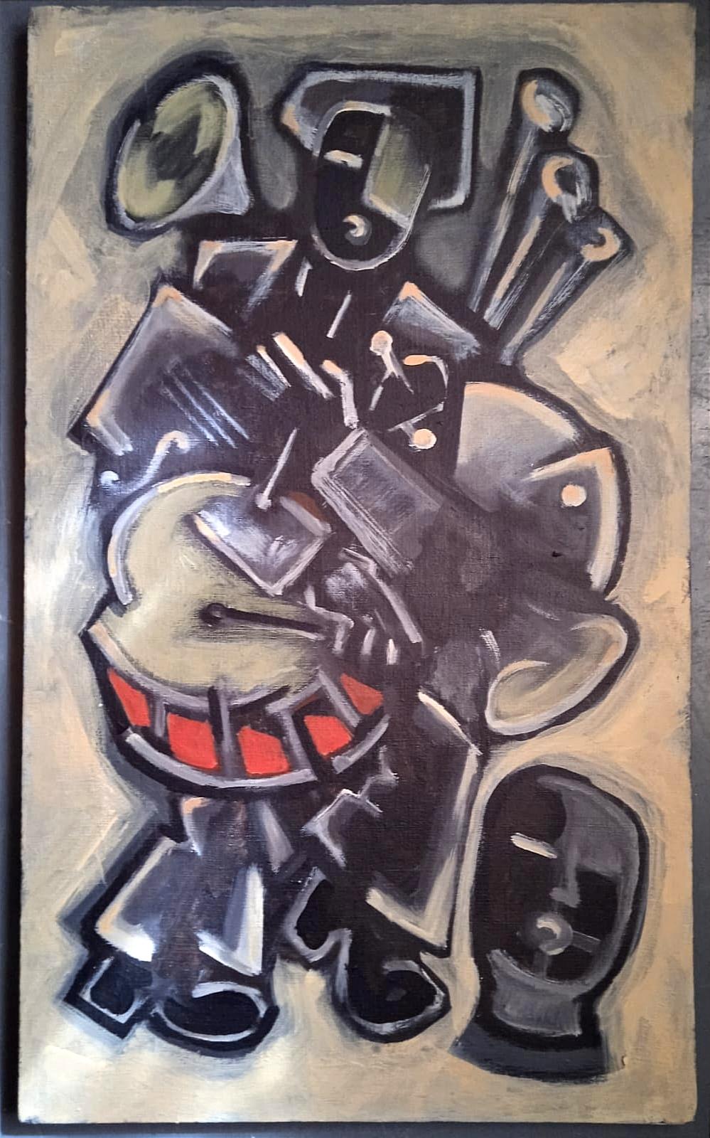 Ruslan Perekucha Abstract Painting – Der Mann und das Orchester