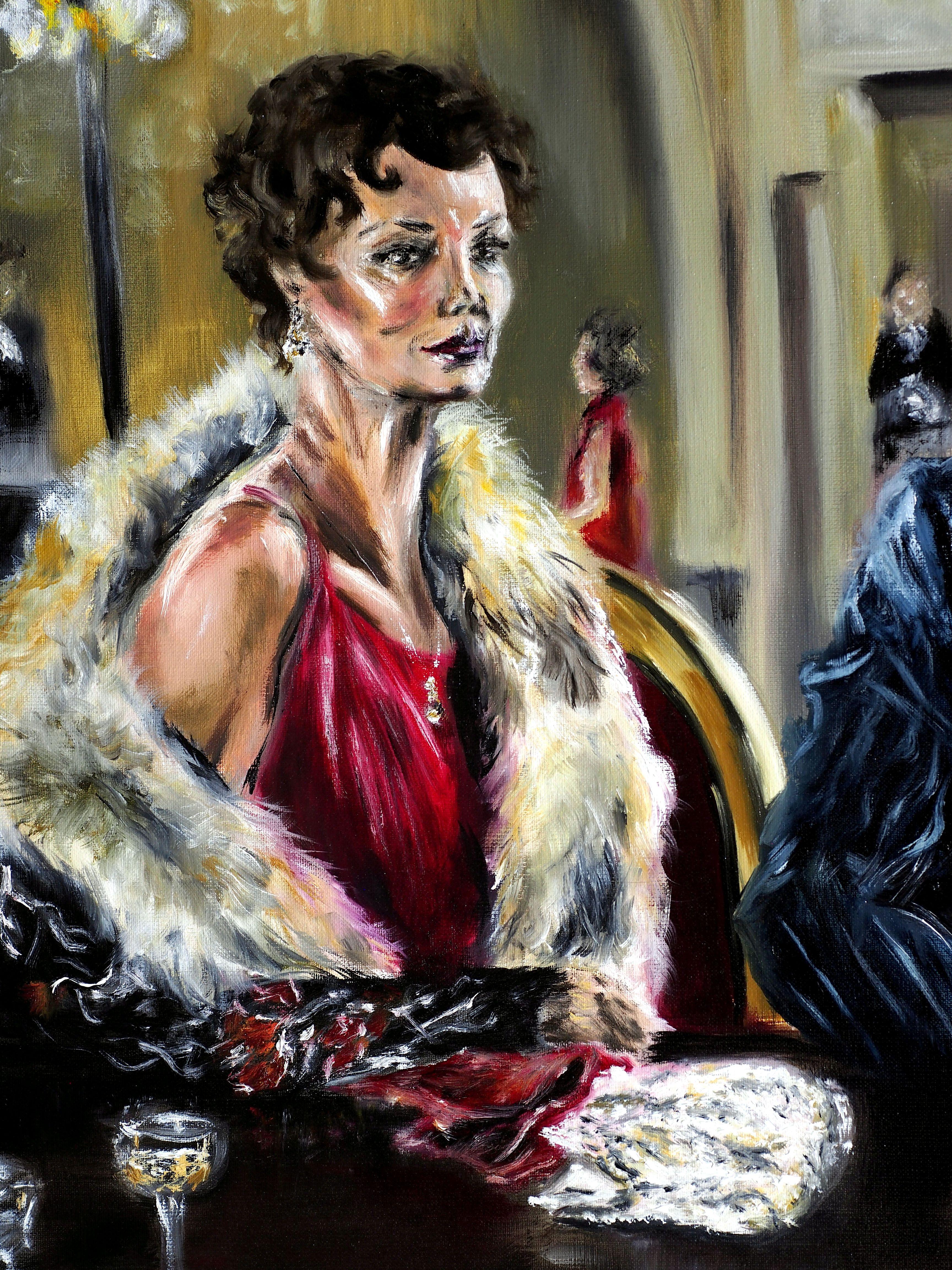 Abend an der Bar, Gemälde, Öl auf Leinwand (Impressionismus), Painting, von Ruslana Levandovska