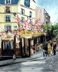 Le Vrai Paris Cafe, Montmarte, Painting, Oil on Canvas