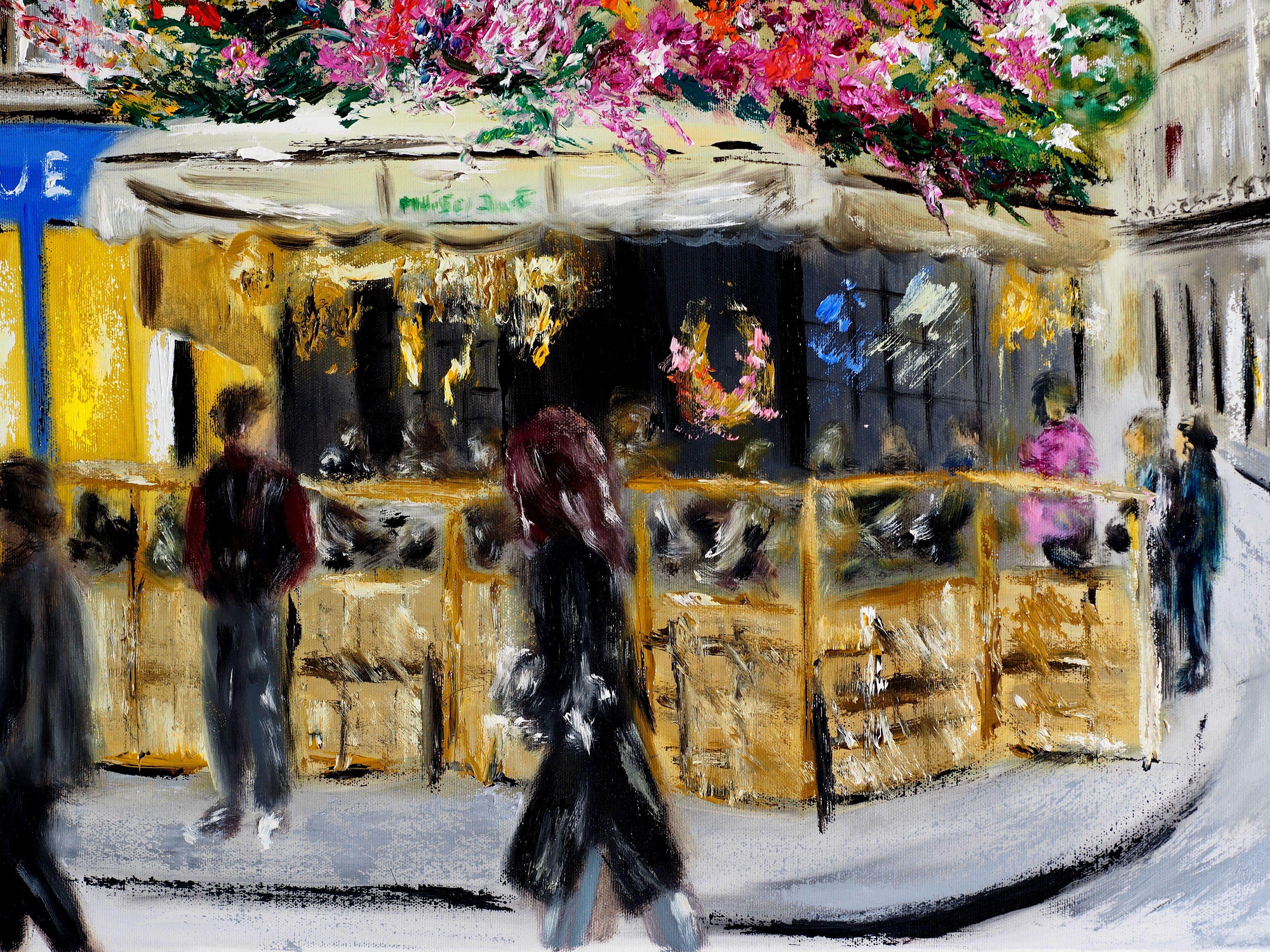 Maison Sauvage, Paris, automne, peinture, huile sur toile - Impressionnisme Painting par Ruslana Levandovska