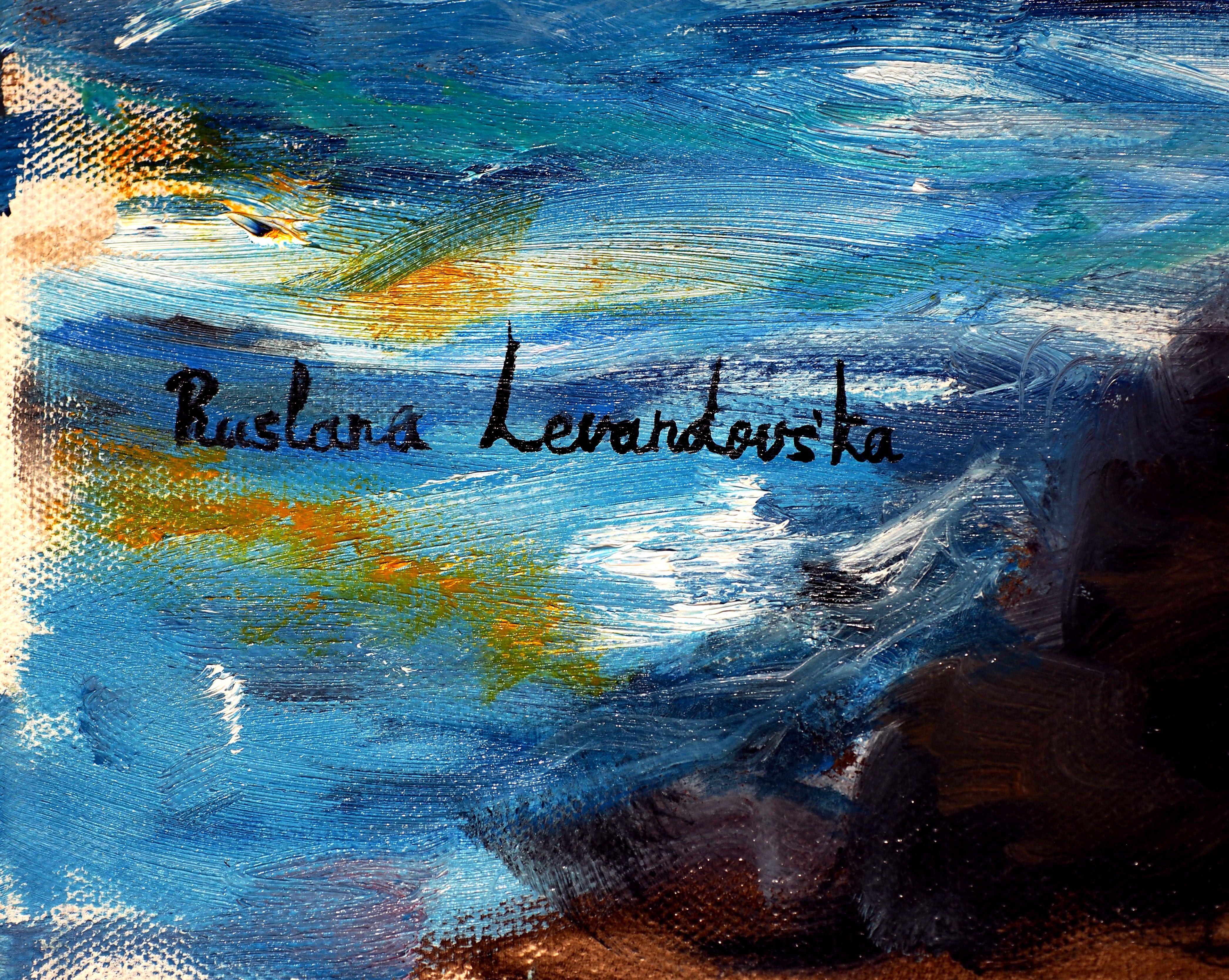 Coucher de soleil en mer, peinture, huile sur toile en vente 1