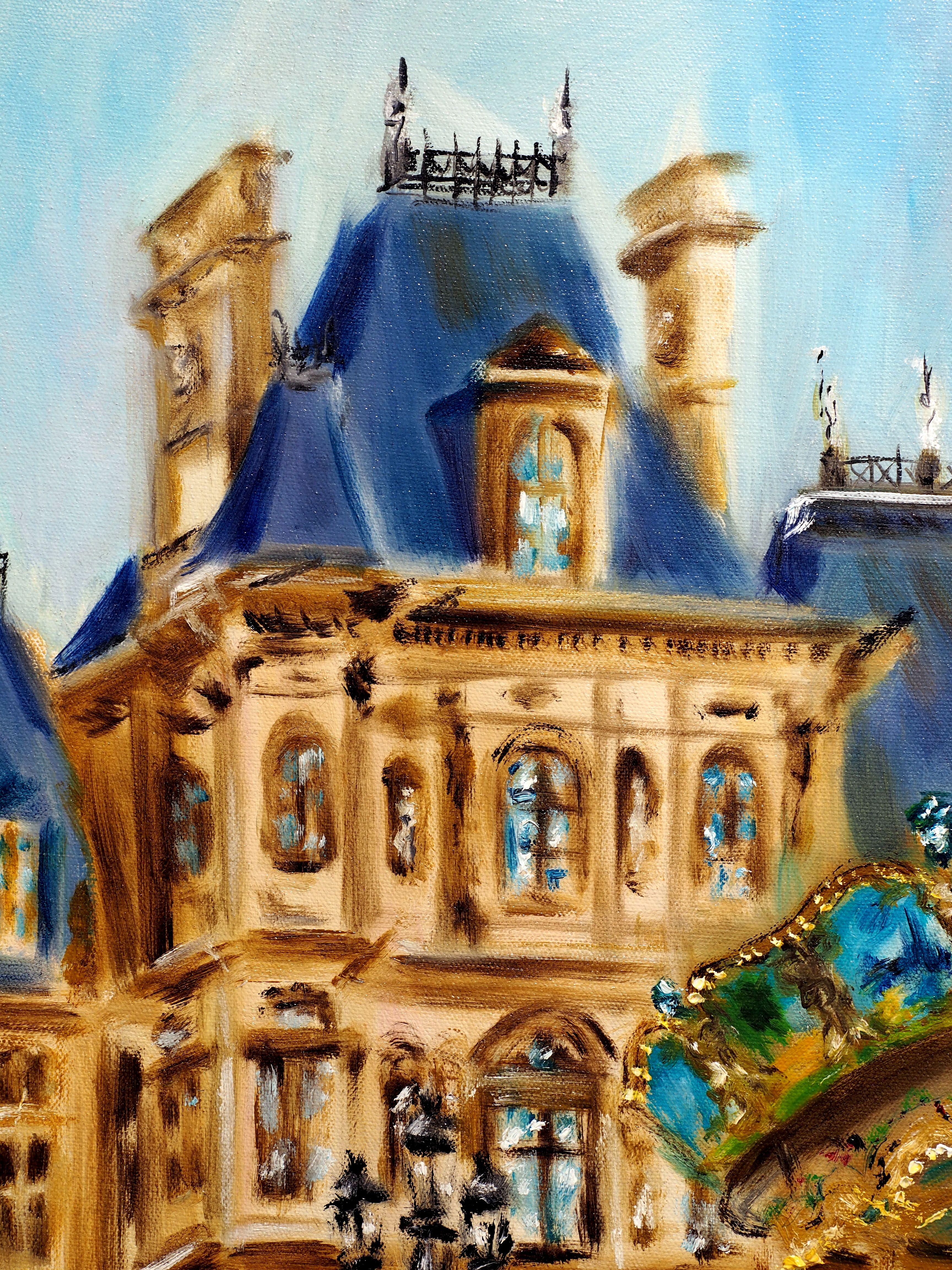 Le strade di Parigi, Pittura, Olio su tela - Painting Impressionismo di Ruslana Levandovska