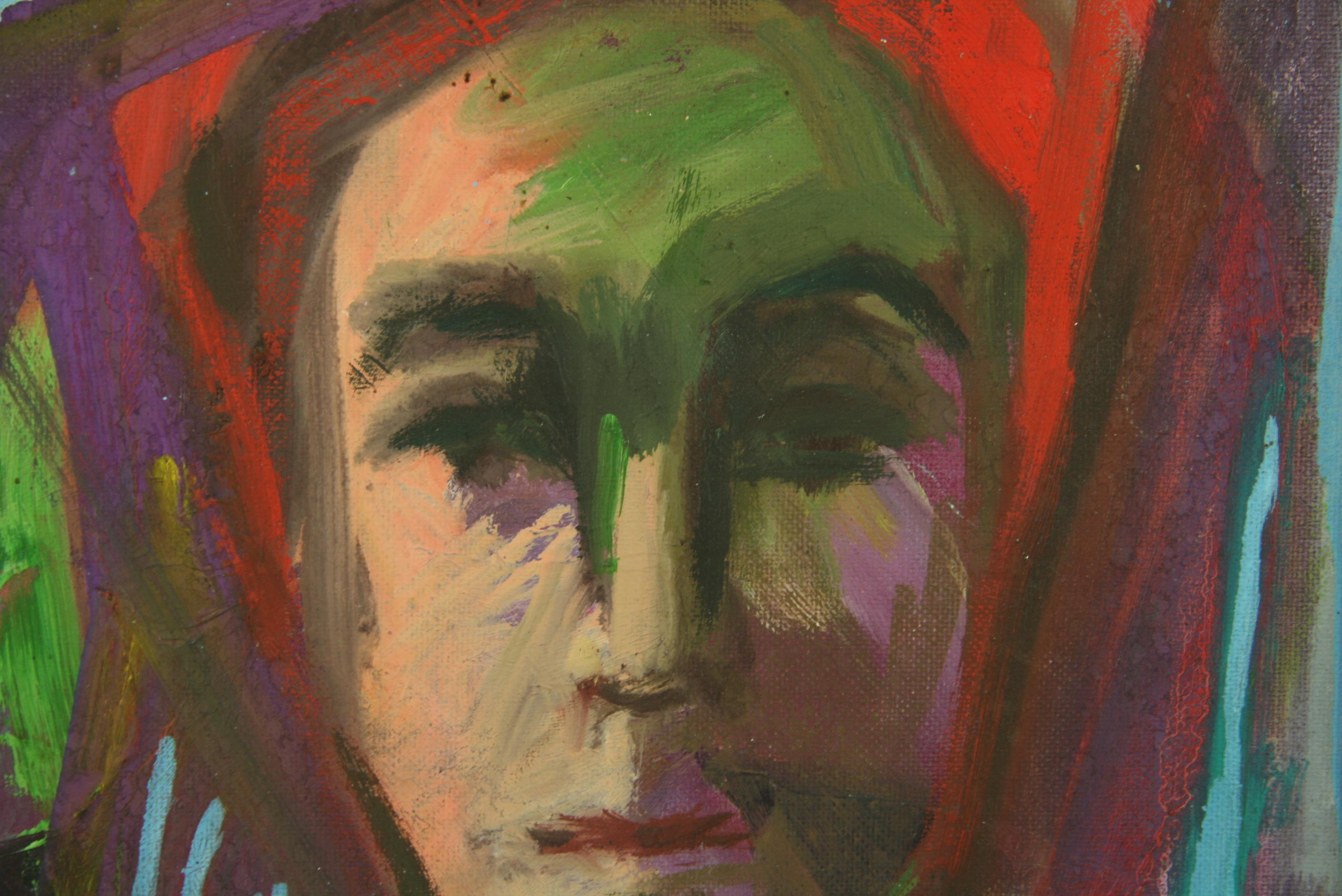 Expressionnisme abstrait  Portrait de femme - Noir Abstract Painting par Rusnance