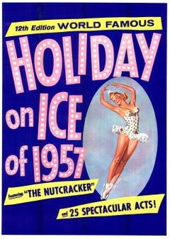 Original Holiday on Ice von 1957 Großformatiges Plakat mit Leinenrückseite