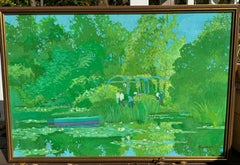 American Modernist Everglades Florida Wildlife Park Garden Painting Lilly Pads
