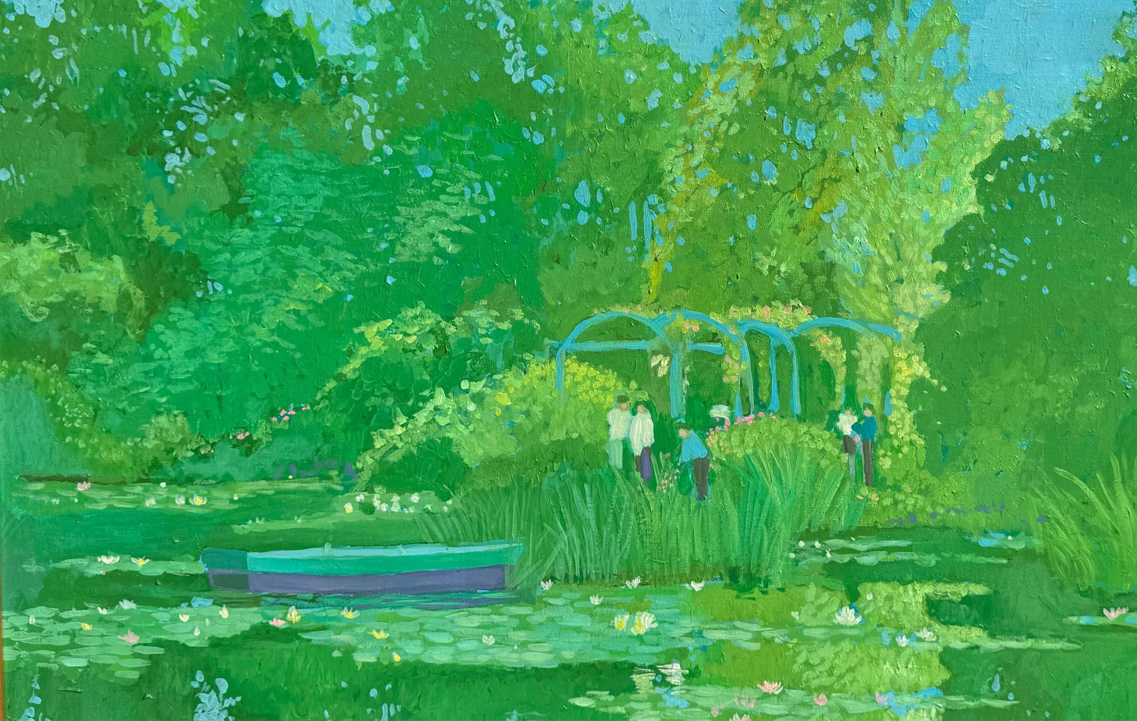 Amerikanisch-modernistische Everglades Florida Wildlife Park Garten Gemälde Lilly Pads (Amerikanische Moderne), Painting, von Russ Elliot