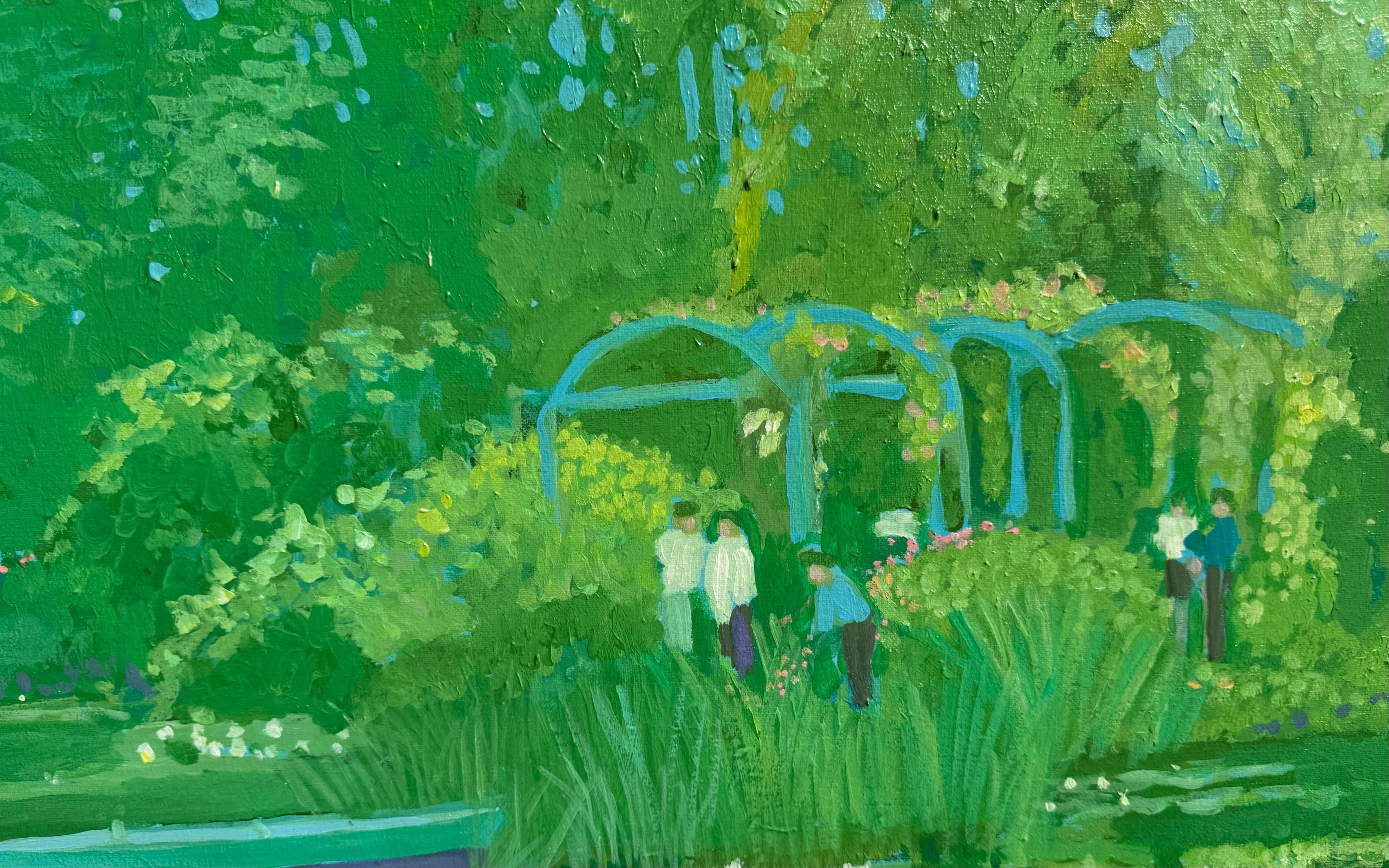 Amerikanisch-modernistische Everglades Florida Wildlife Park Garten Gemälde Lilly Pads im Angebot 2