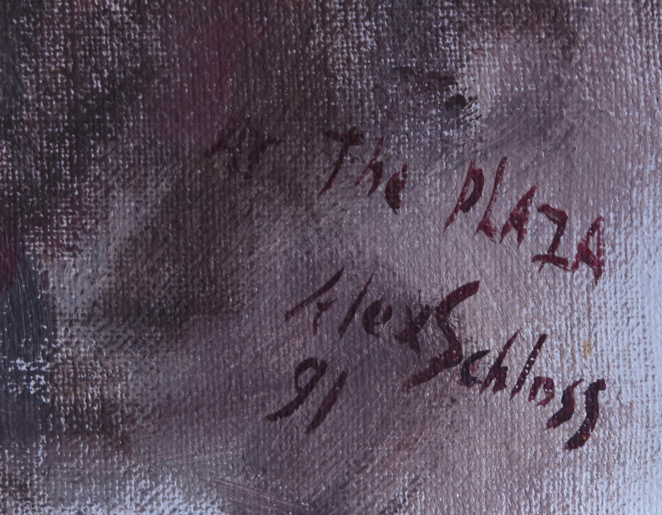 At the Plaza – John F. Kennedy, Porträt von Alex Schloss – Painting von Russ Elliott