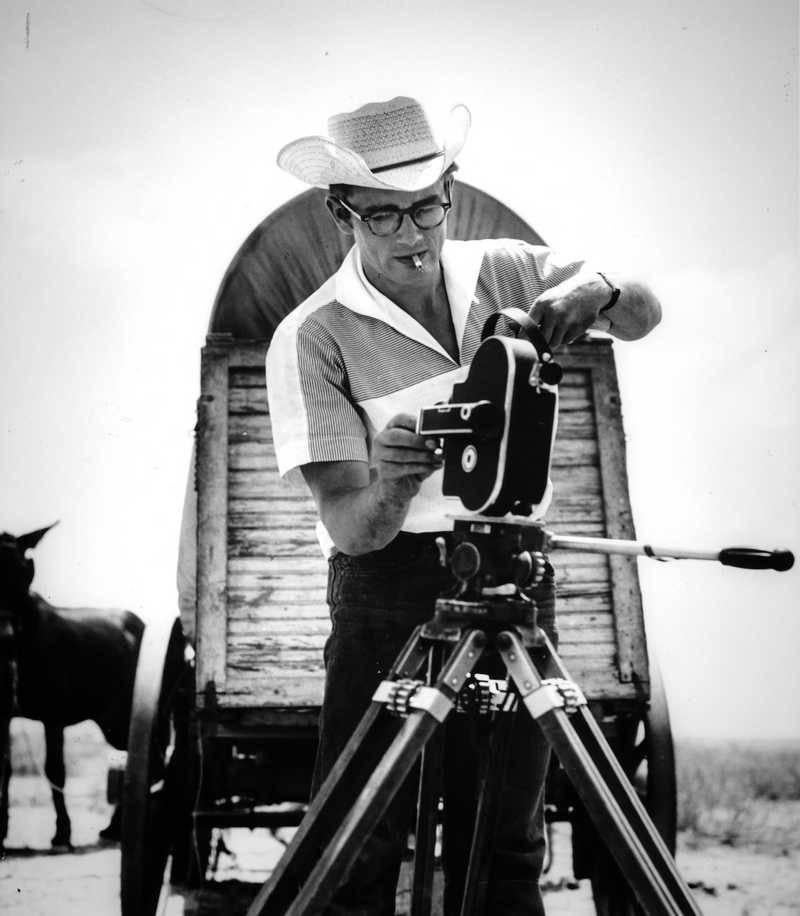 Russ Meyer Portrait Photograph - James Dean with Camera on the Set Globe Photos Fine Art Print