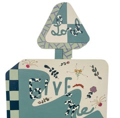 "Lord Give Me a Sign" Contemporary Teal & Navy Abstract Floral Pattern Road Sign