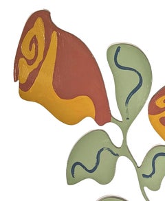 Zeitgenössische abstrakte Wandskulptur „My Flower 6“ aus lackiertem, pastellfarbenem, floralem Stahl