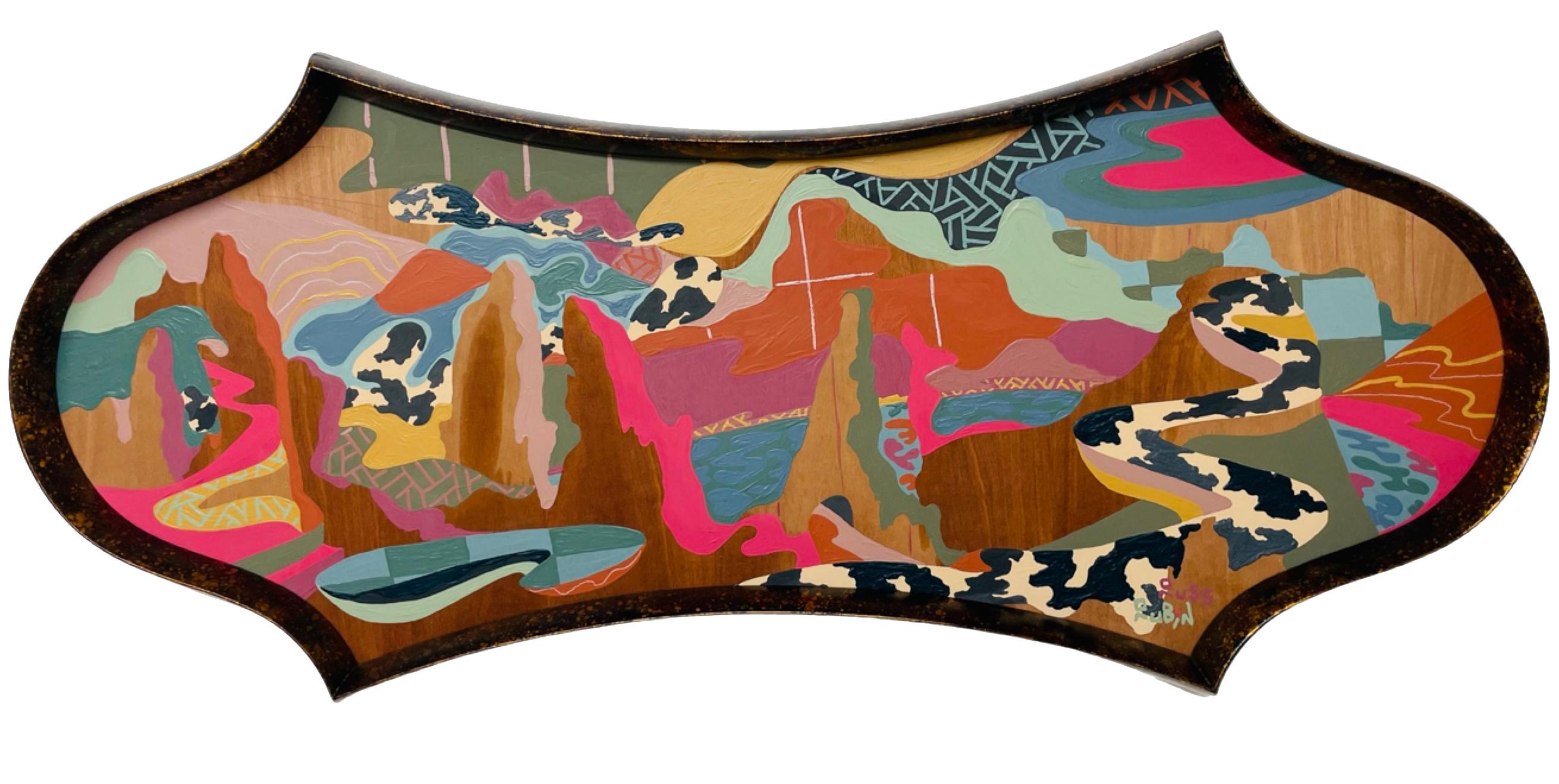 Russ Rubin Landscape Painting – „Temporary Cure for Existential Dread No. 29“ Zeitgenössische farbenfrohe Landschaft