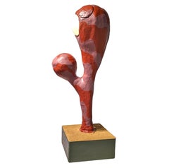 Scultura luminosa contemporanea in cartapesta ispirata al cactus astratto a pastello "Found"