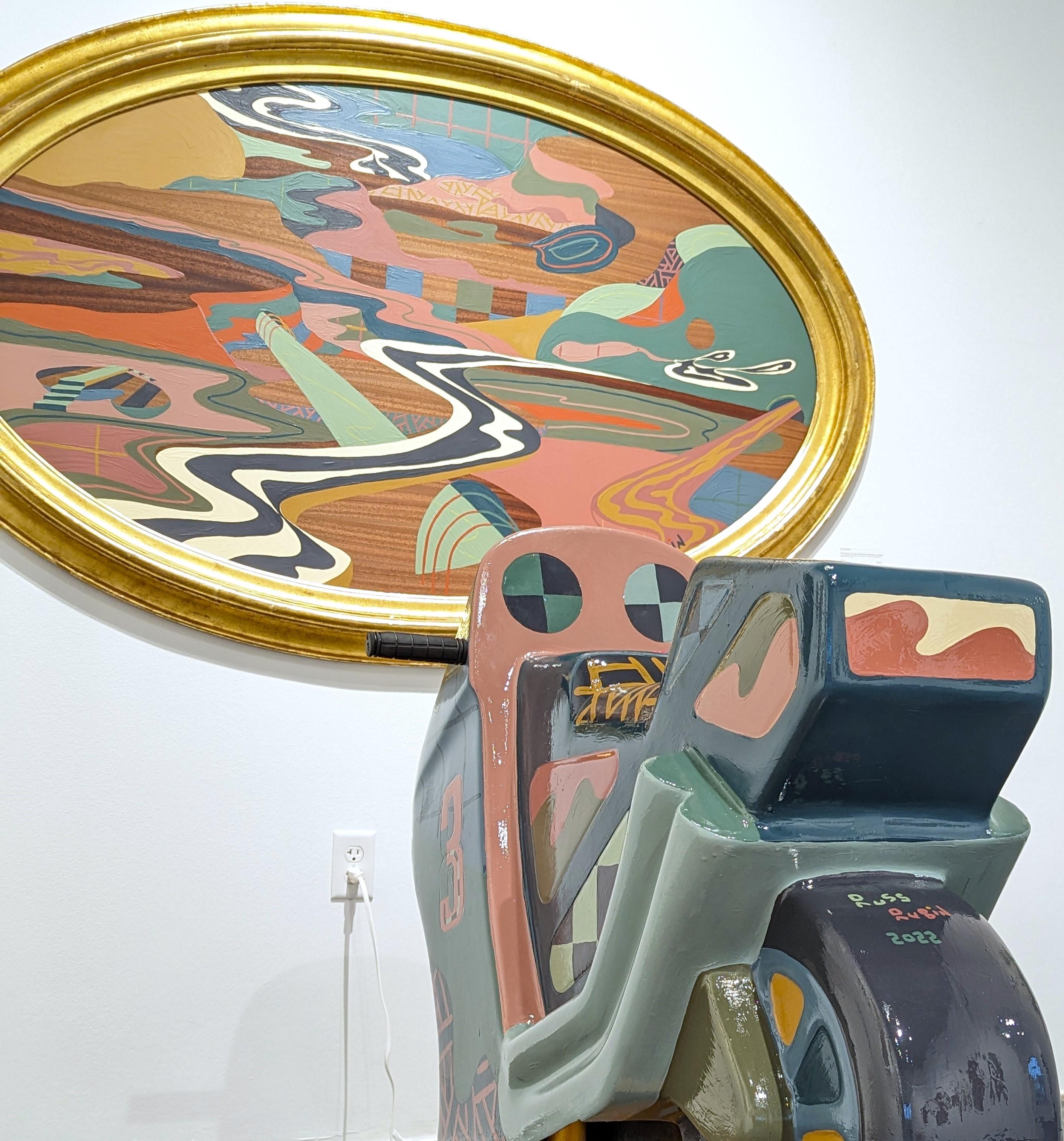 „Look Mommy“ Zeitgenössische abstrakte, funktionale Motorrad-Skulptur in Pastell im Angebot 6