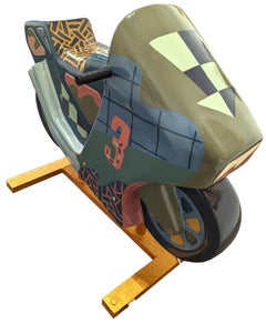 "Look Mommy" Contemporary Pastel Abstract Functional Motorcycle Sculpture