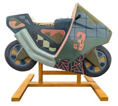 "Look Mommy" Contemporary Pastel Abstract Functional Motorcycle Sculpture