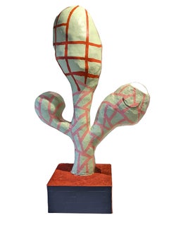 "Lost" Contemporary Pastel Abstract Cactus Inspired Paper-mâché Light Sculpture