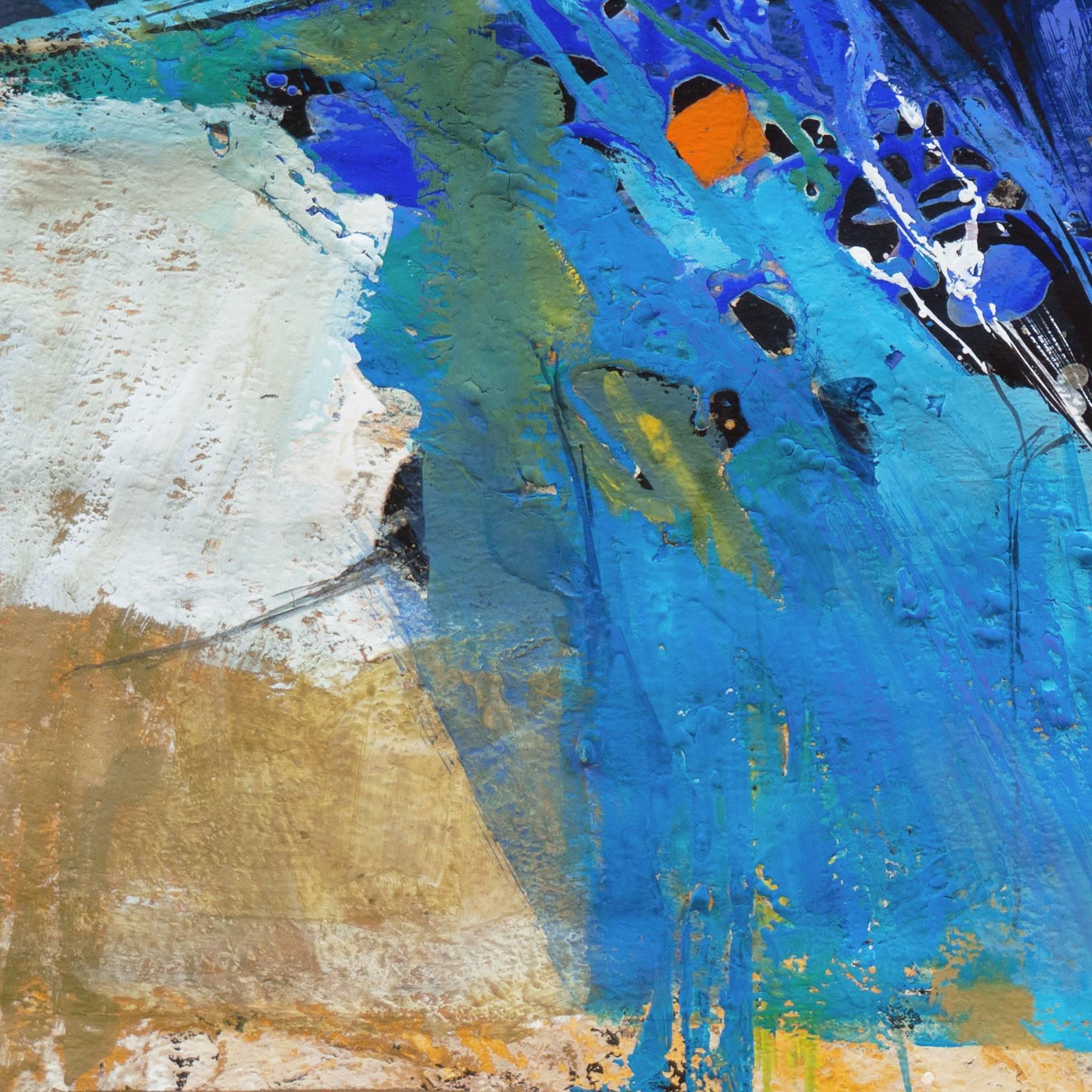 'Abstract in Coral and Indigo', American Action Painting For Sale 1