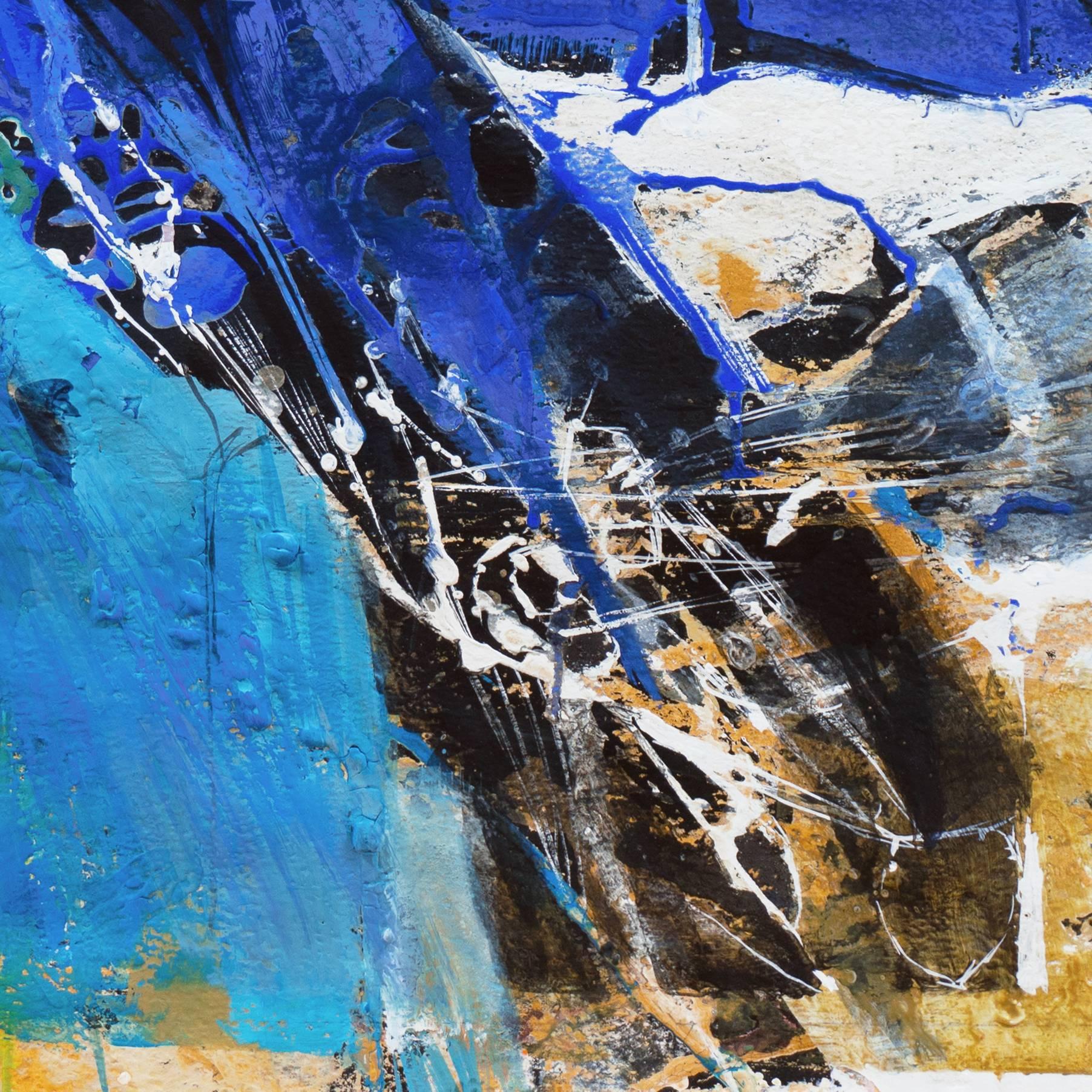 'Abstract in Coral and Indigo', American Action Painting For Sale 2