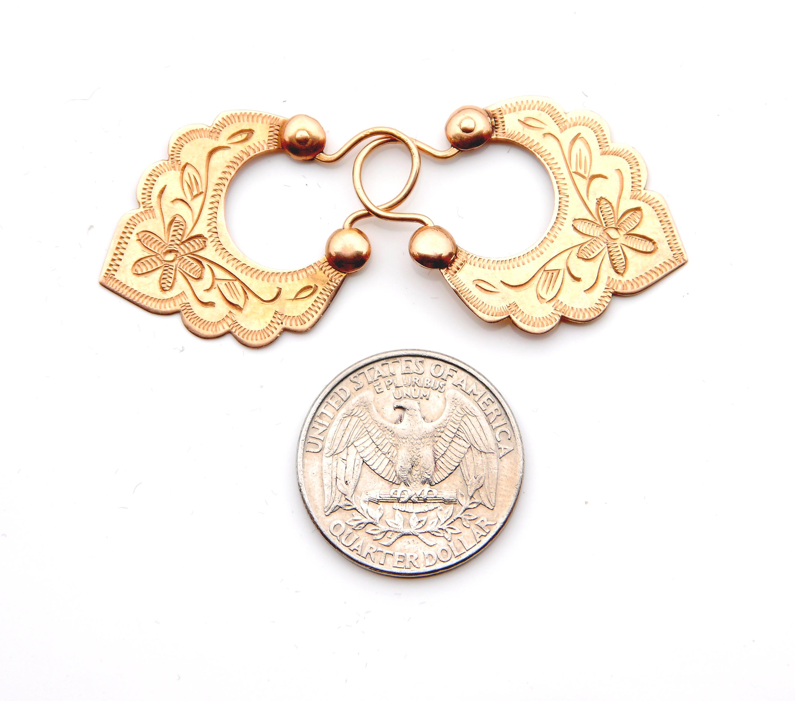 Pendants d'oreilles Kokoshnik soviétique impériale russe en or rose 14 carats massif 4 g en vente 2