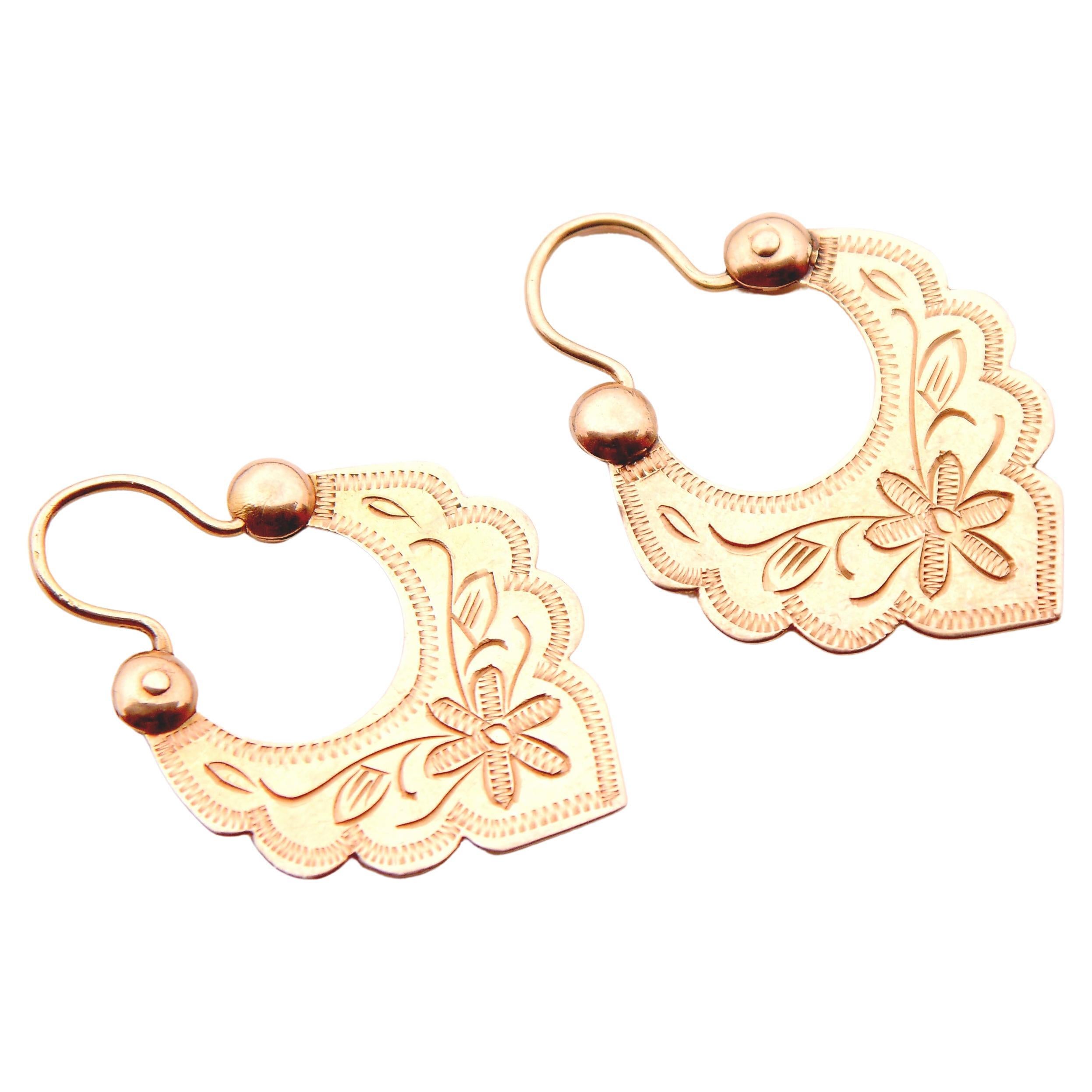 Russain Imperial Soviet Kokoshnik Dangle Earrings solid 14K Rose Gold /4gr For Sale