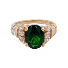 Russalite Diamond Ring, Oval Natural Genuine Green Gemstone Ring