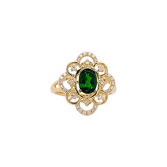 Anello con diamante di russalite, oro giallo, 0,95 carati di russalite vera gemma naturale