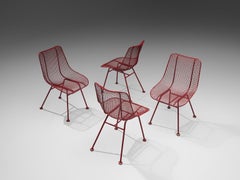 Russall Woodard 'Sculptura' Set of Four Red Patio Chairs