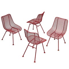 Russall Woodard 'Sculptura' Set of Four Red Patio Chairs