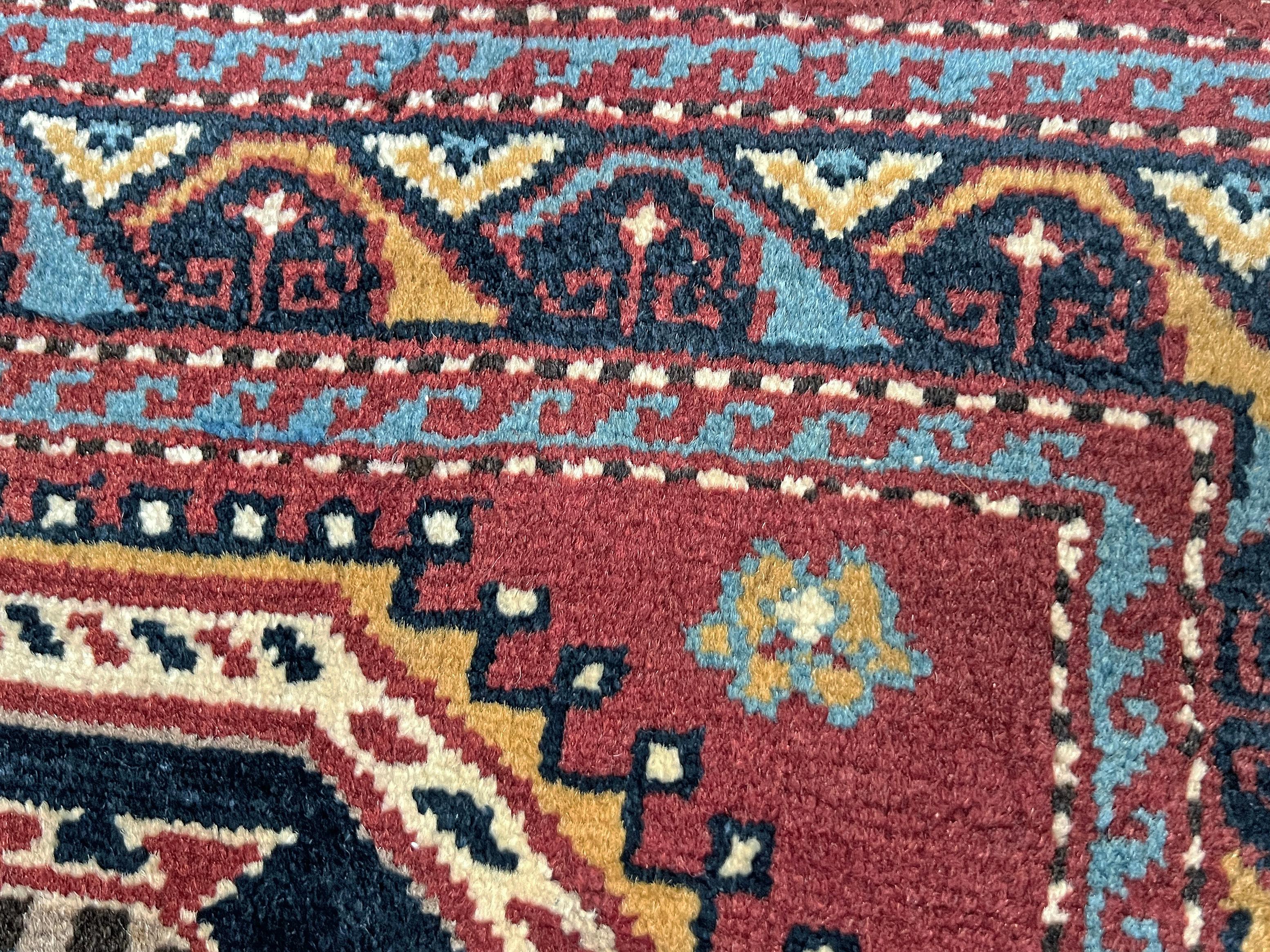 Russet Derbend - Tappeto tribale d'accento caucasico in lana d'epoca - 3′5″×4′3″ - 1960s 2