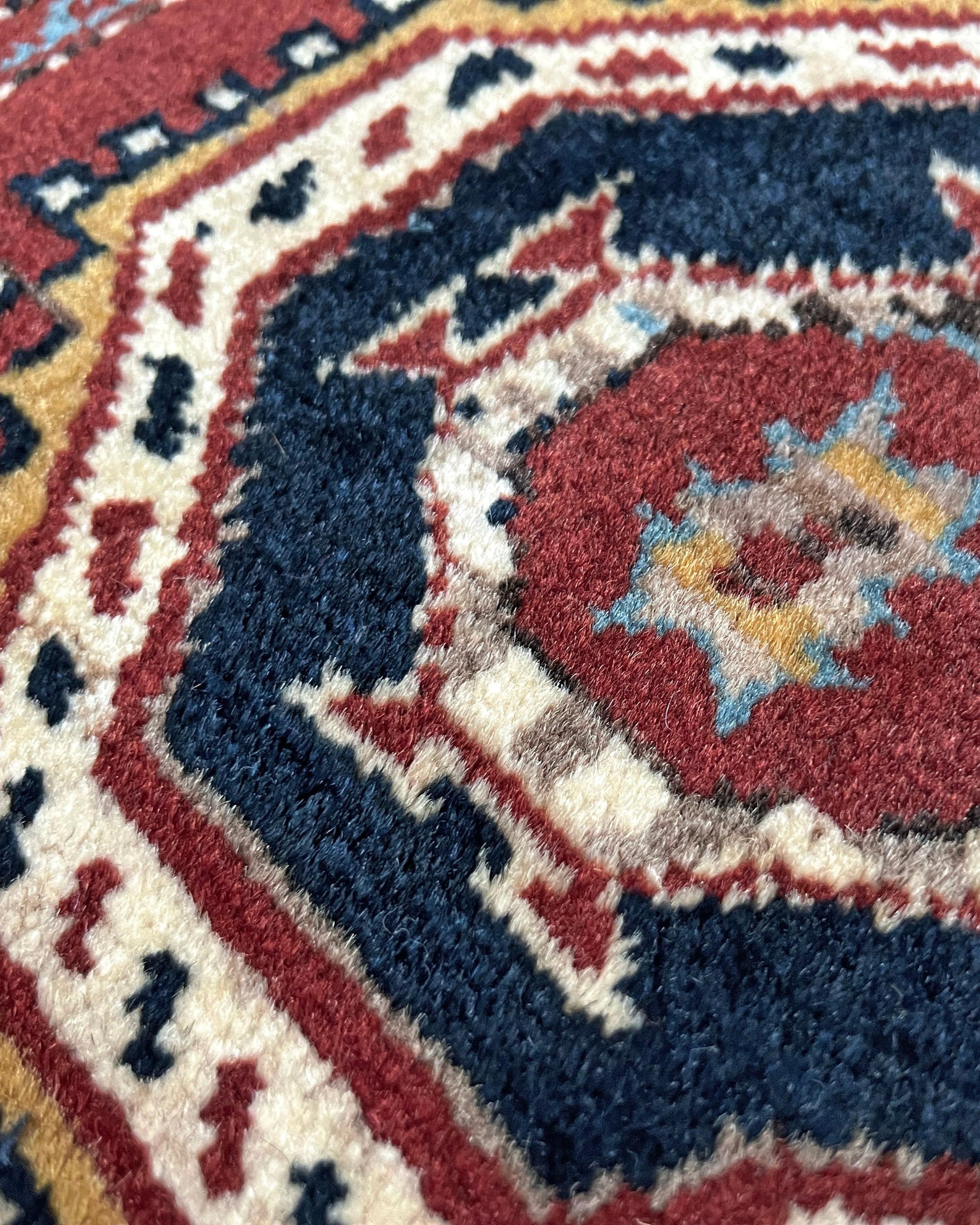 Russet Derbend - Tappeto tribale d'accento caucasico in lana d'epoca - 3′5″×4′3″ - 1960s 1