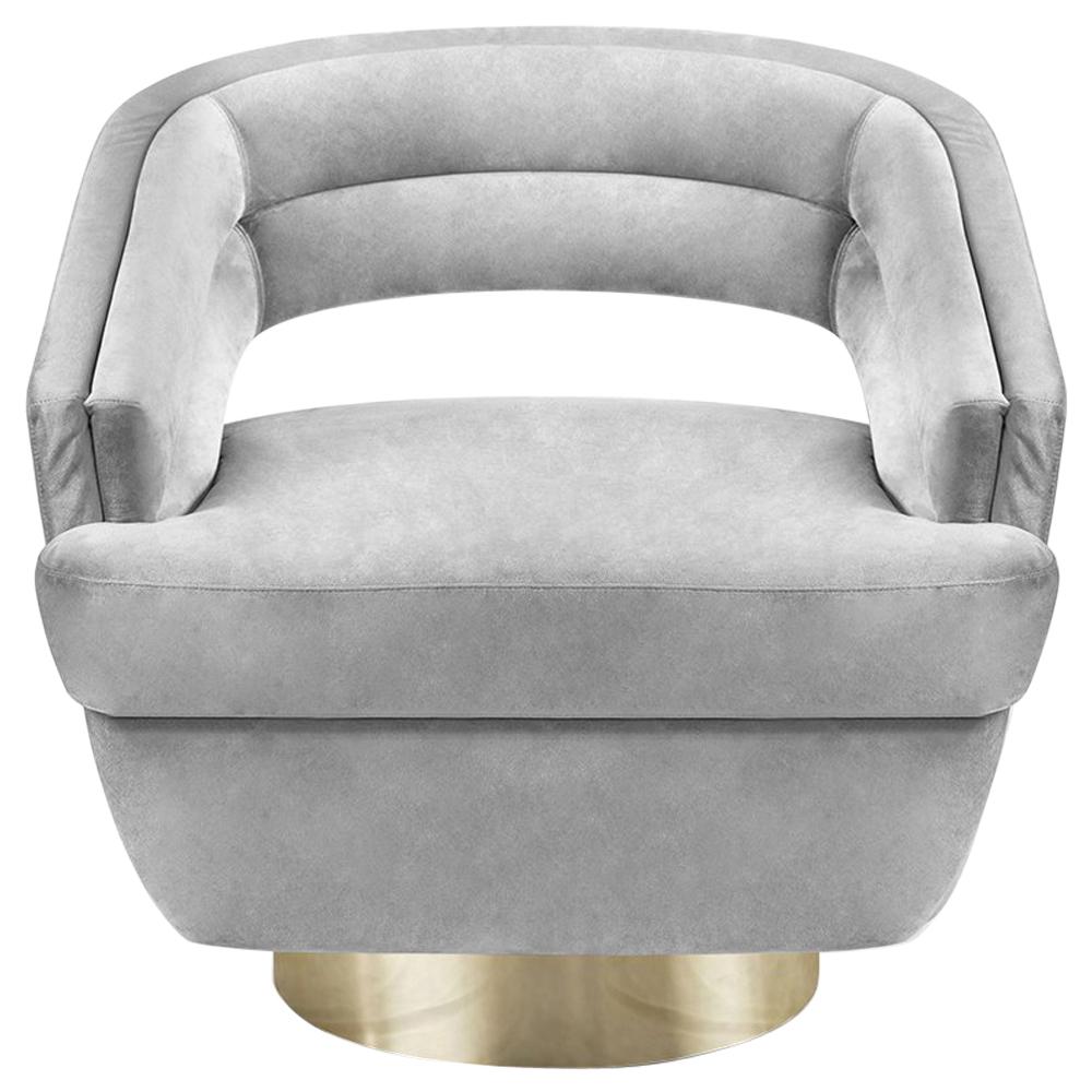 Russel Armchair in Light Gray For Sale