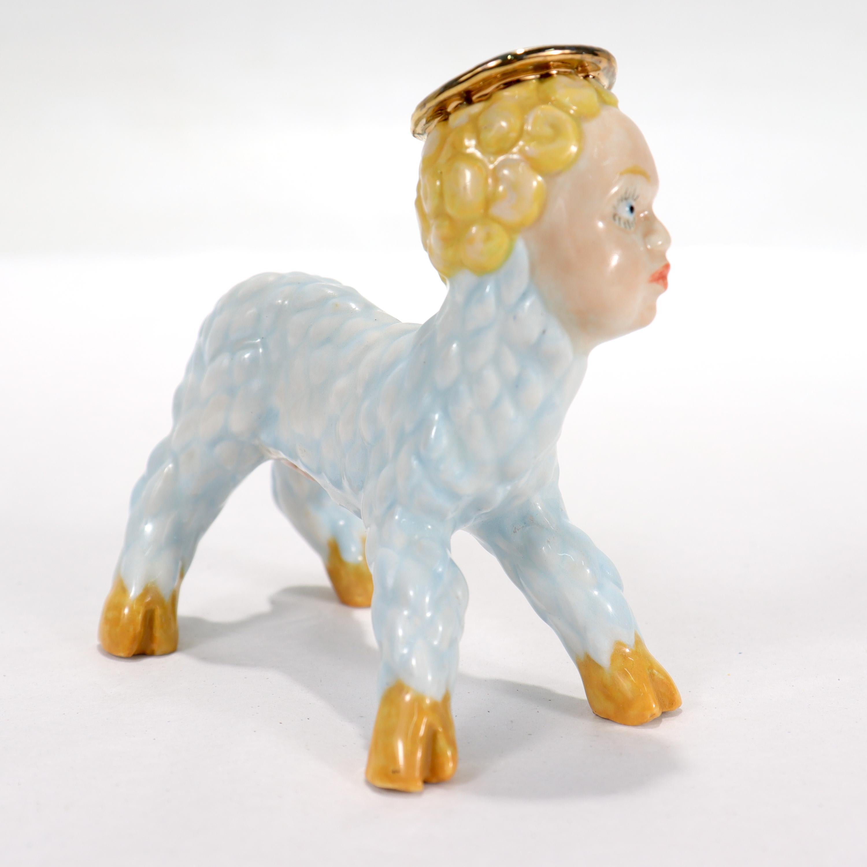 Modern Russel Biles 'Mary Had a Little Lamb' Porcelain Figurine