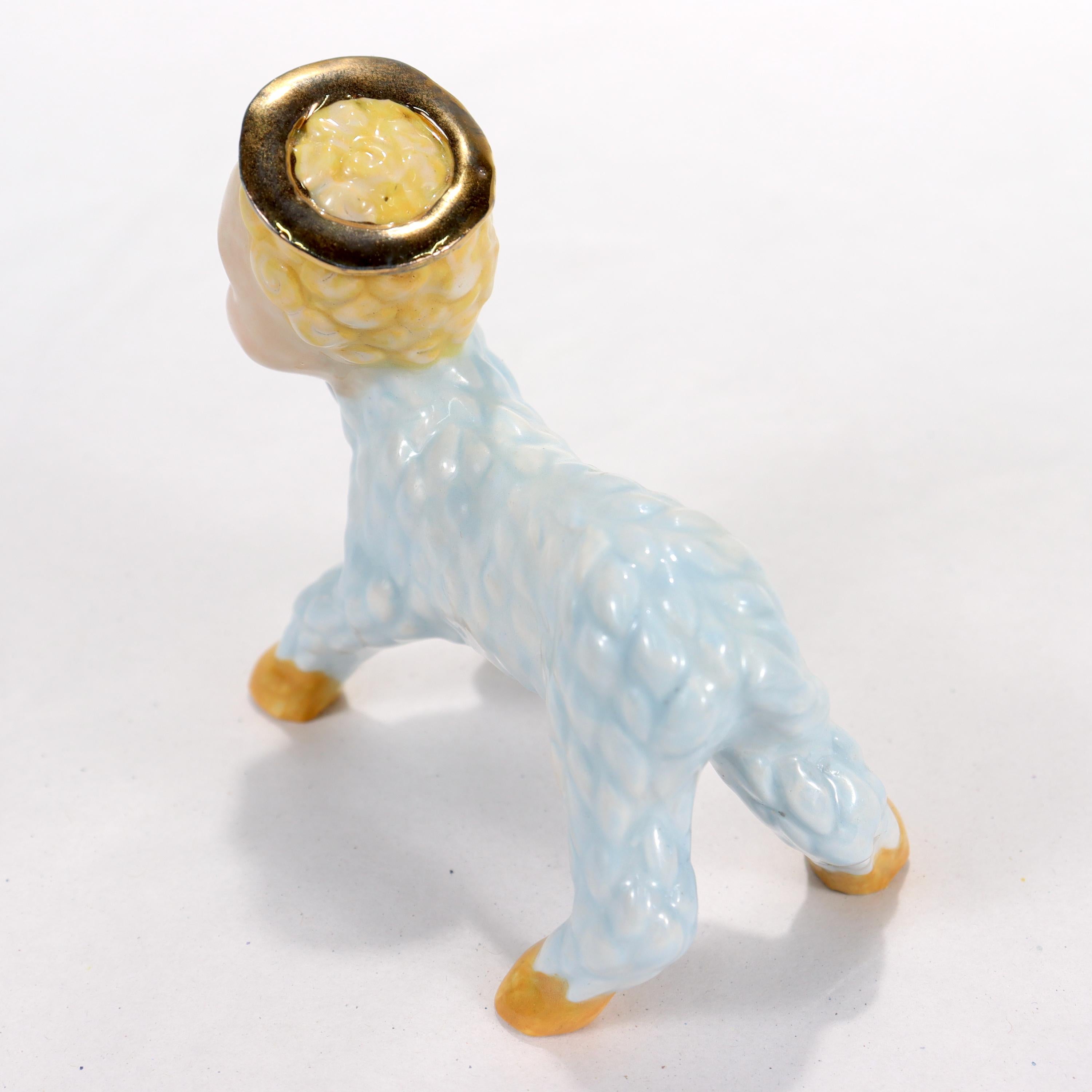 Painted Russel Biles 'Mary Had a Little Lamb' Porcelain Figurine
